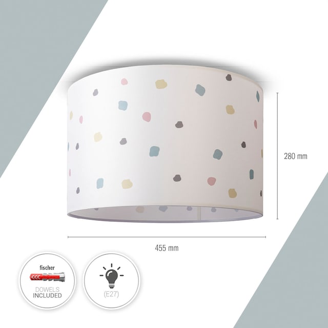 Paco Home Deckenleuchte »Hugo Dots«, Deckenleuchte Stofflampe Wohnzimmer  Lampenschirm Punkte Retro Bunt kaufen | BAUR