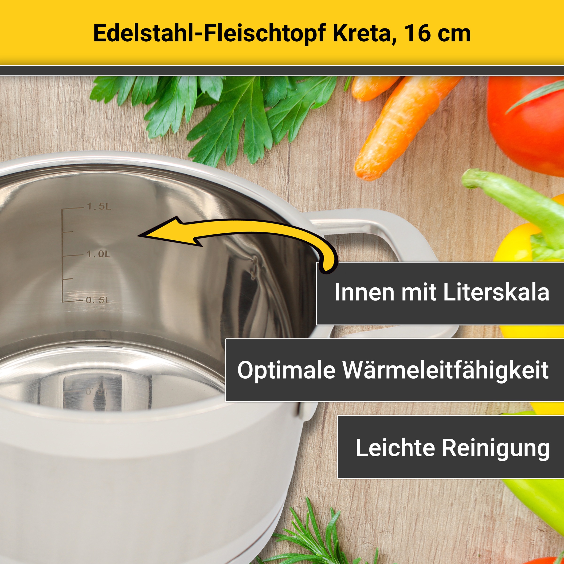 Krüger Fleischtopf "Kreta" 2 Stk. tlg. Edelstahl 18/10 günstig online kaufen