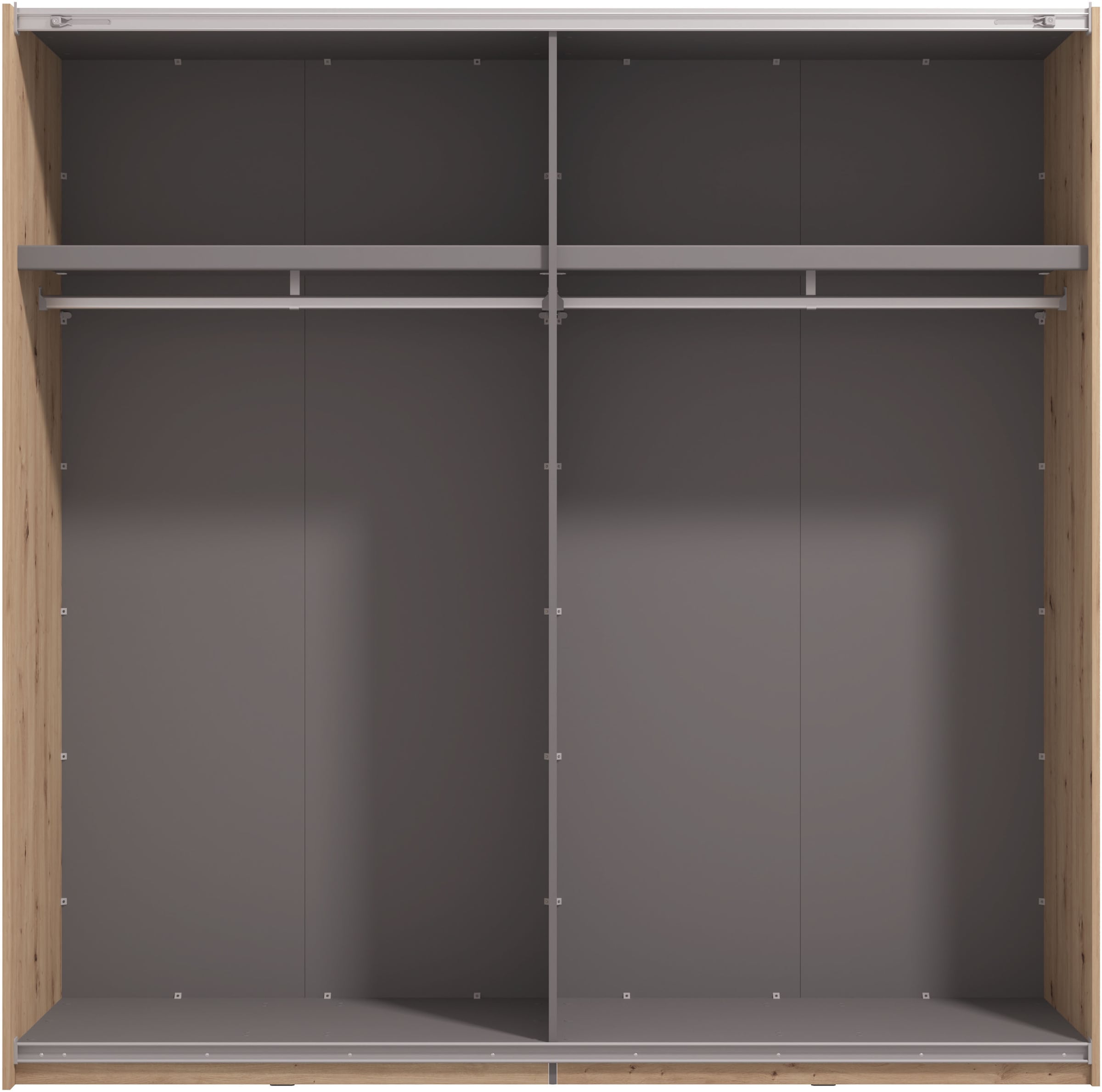 INOSIGN Schwebetürenschrank »Modena, Breite 220 cm, FSC-zertifiziert, Trendfarbe cashmere«, Schlafzimmerschrank mit Spiegel, mit verschiedenen Innenausstattungen