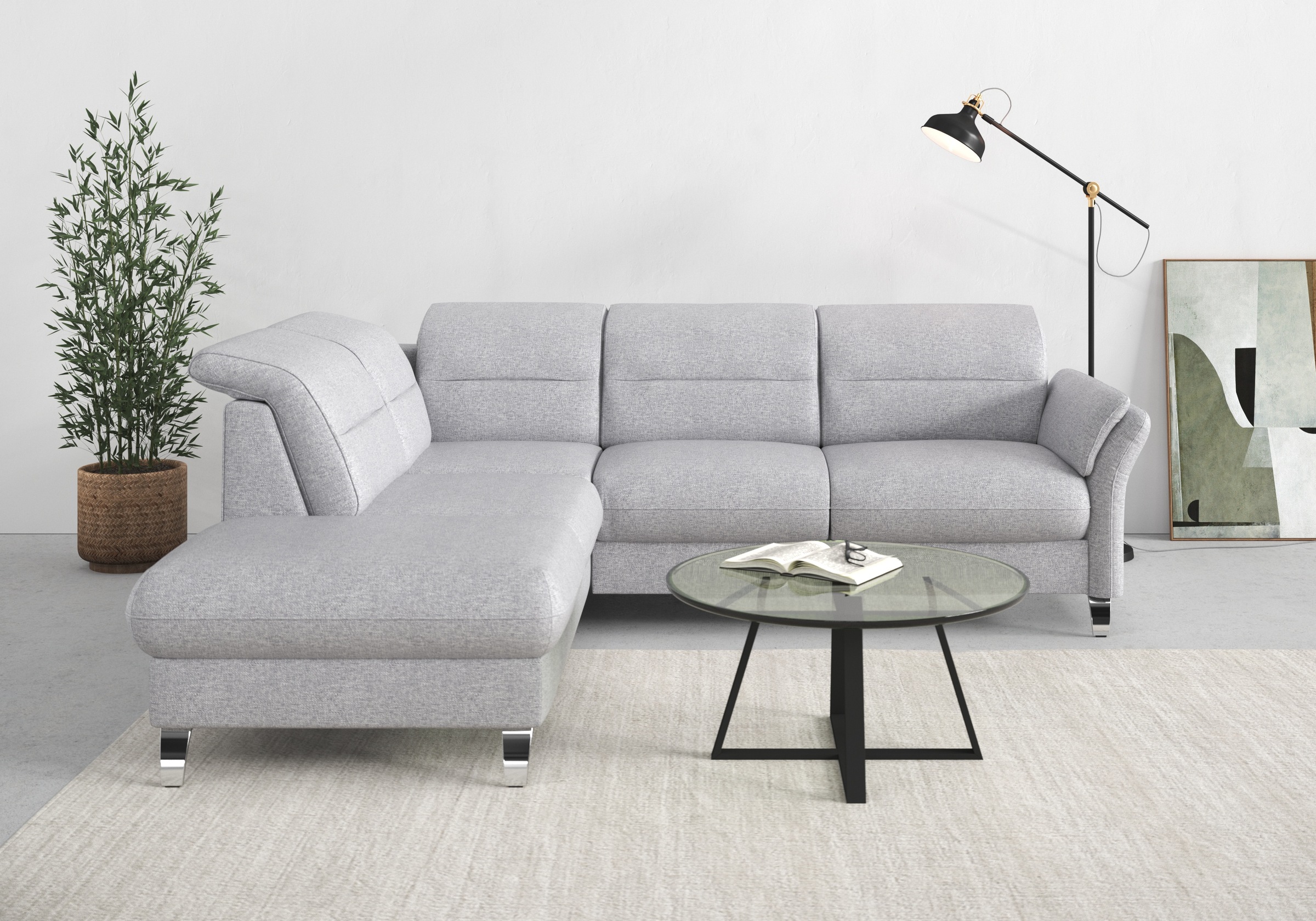 Thumbnail - sit&more Ecksofa "Grenoble L-Form mit Federkern", wahlweise mit Bettfunktion, Bettkasten, Arm- und Kopfteilverstellung