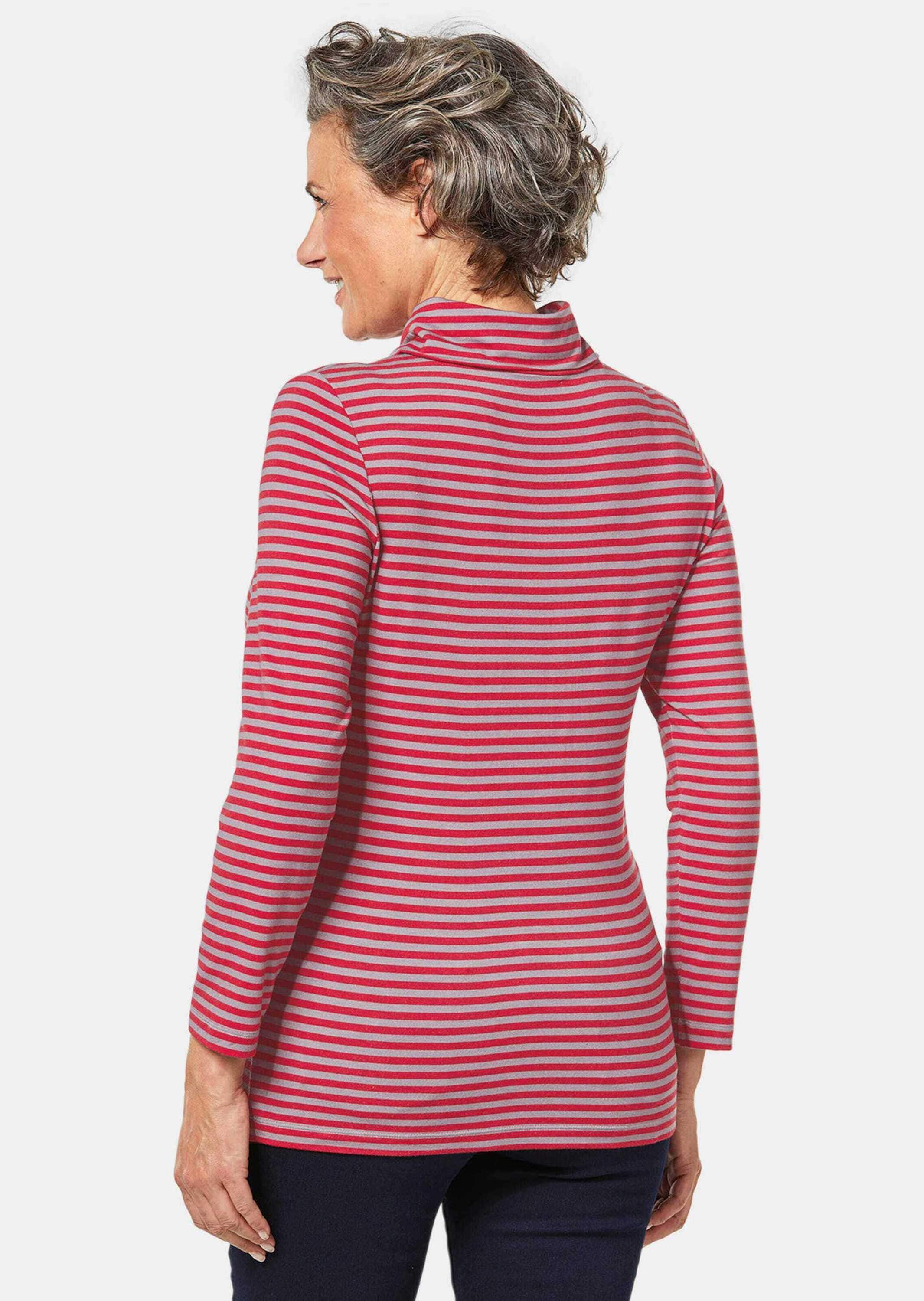 GOLDNER Longpullover »Shirt Kurzgröße - Hautsympathisches Ringelshirt mit Rollkragen«