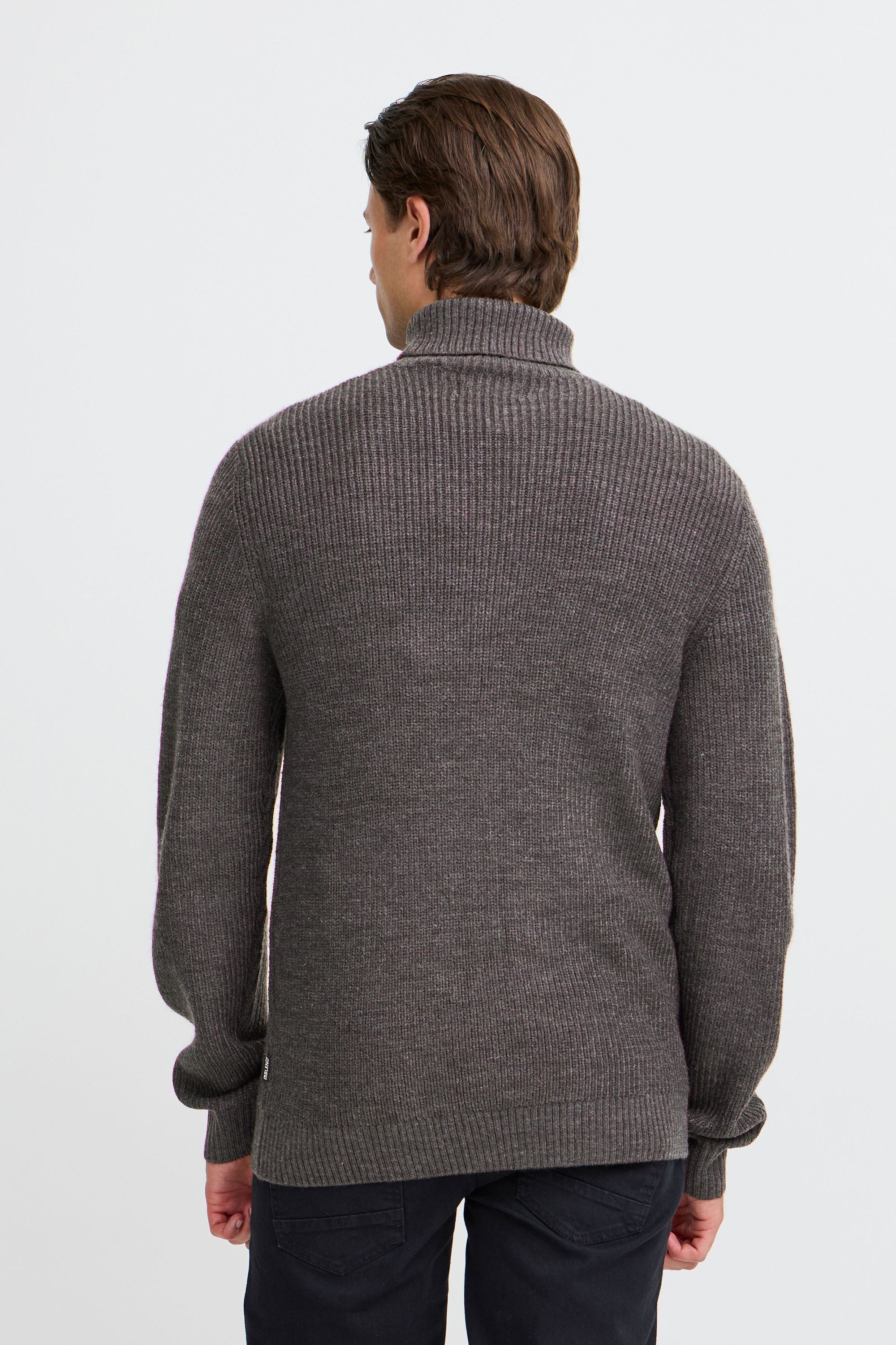 Strickpullover BLEND "BHPullover", Herren, Gr. L, schwarz, Grobstrick, 80% Polyacryl, 20% Nylon, meliert, Basic, regular fit normal, hoch geschlossener Ausschnitt, eng, Pullover Strickpullover, Klassischer Grobstrickpullover mit Rollkragen 6