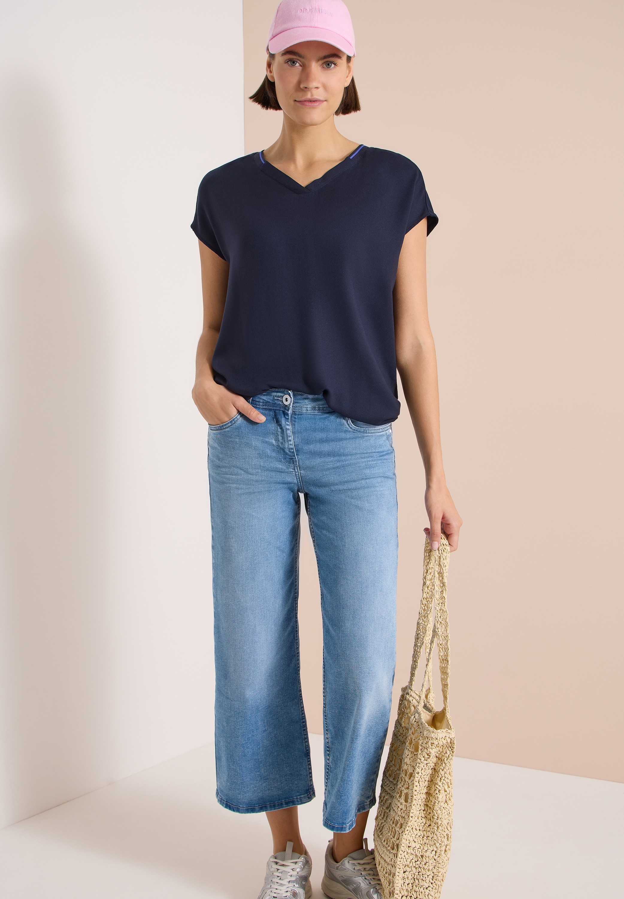 Cecil Kurzarmbluse Kurzarm Sommernshirt mit Strukturmix