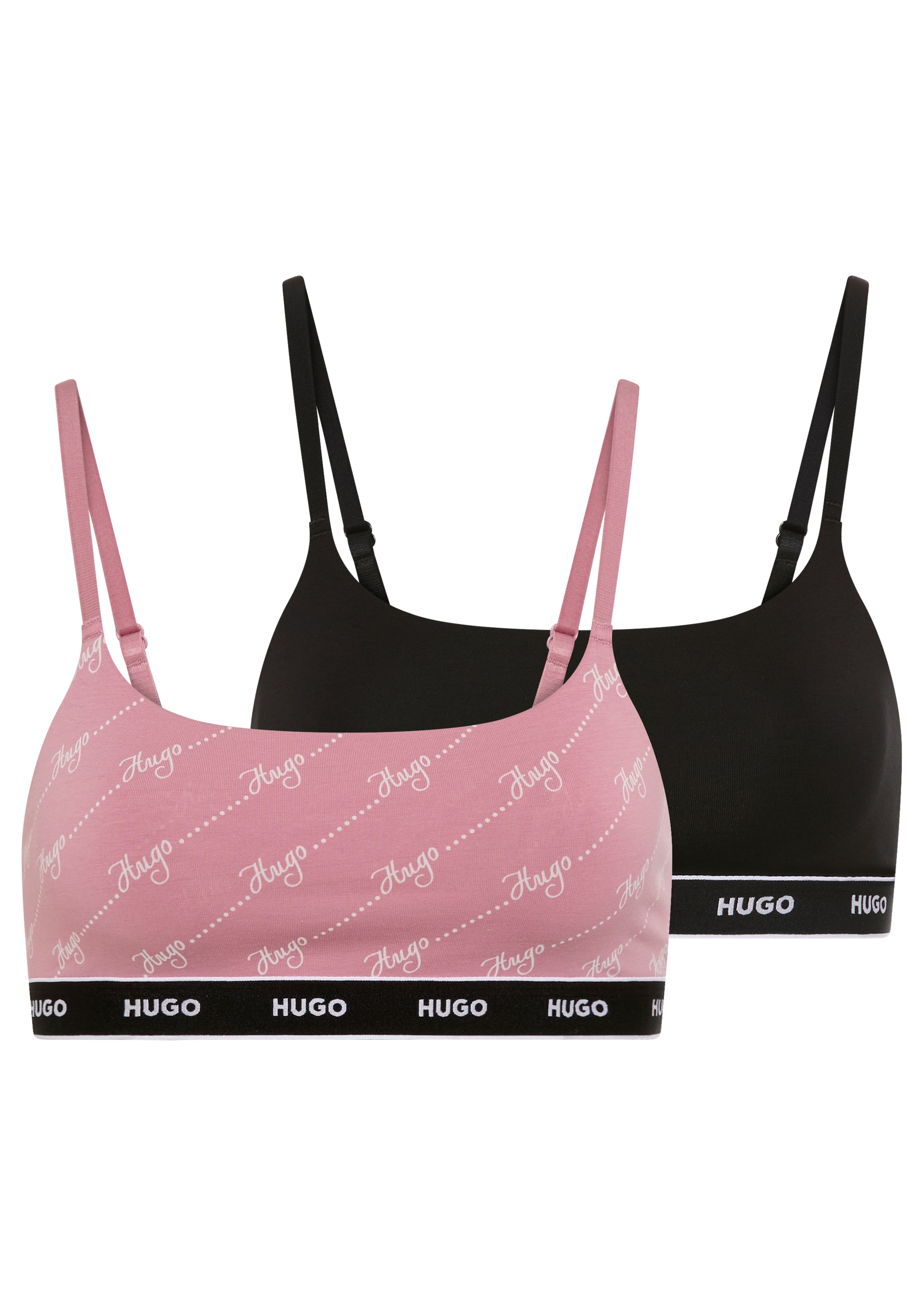HUGO UNDERWEAR Damen Bralette "TWIN BRALETTE DESIGN", Gr. XXL, rosa, Jersey, Obermaterial: 95% Baumwolle, 5% Elasthan, BHs, ohne Verschluss, ohne