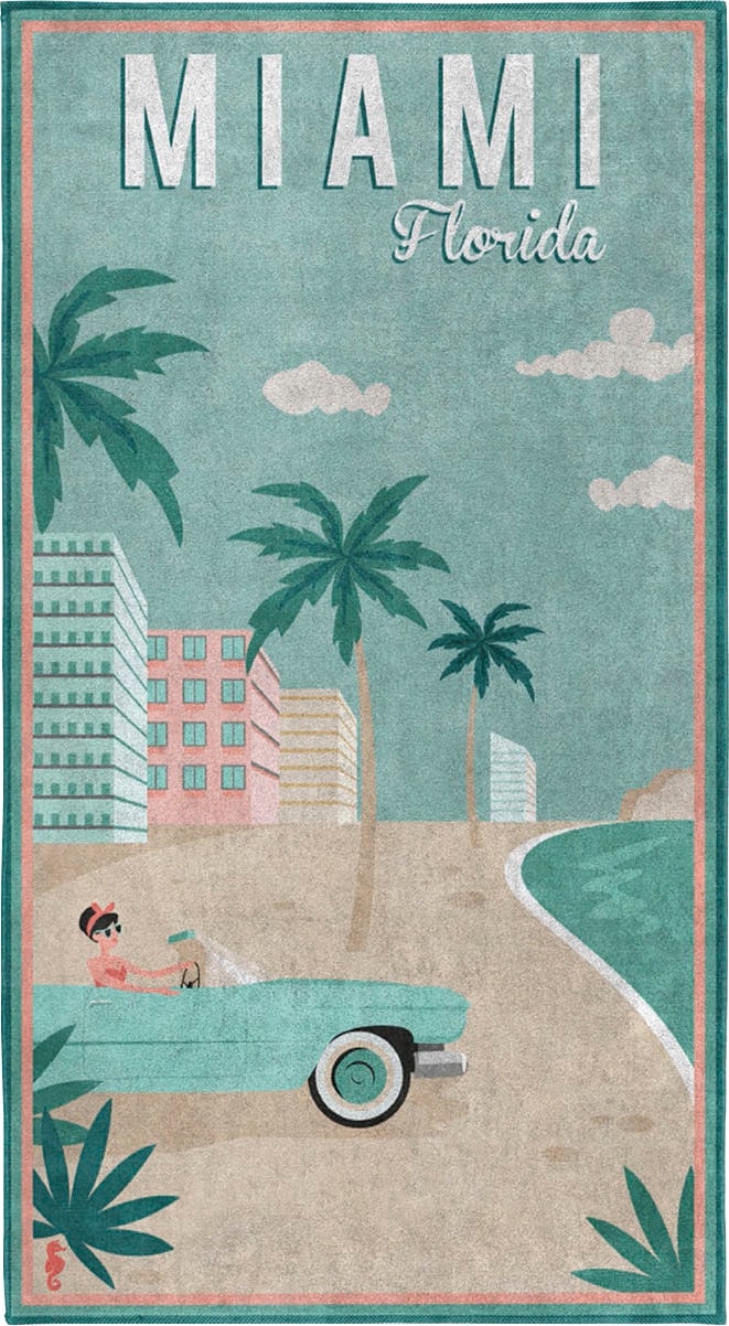 (1 auf Seahorse mit Beach Rechnung | Strandtuch »Miami«, Miami St.), Aufdruck BAUR
