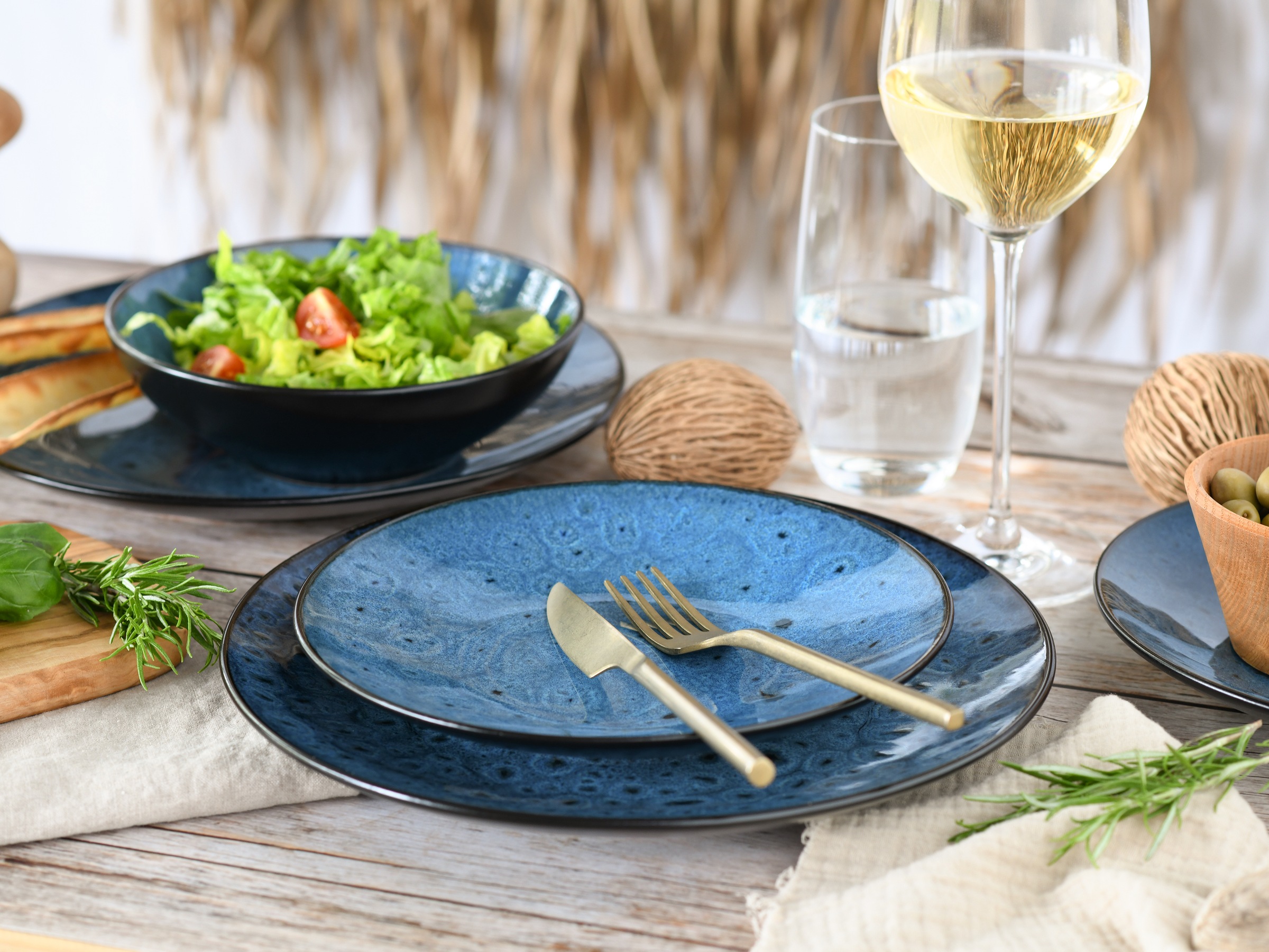 CreaTable Teller-Set »Capri, Tellerset 12-tlg«, (Set, 12 tlg.), Reaktivglasur
