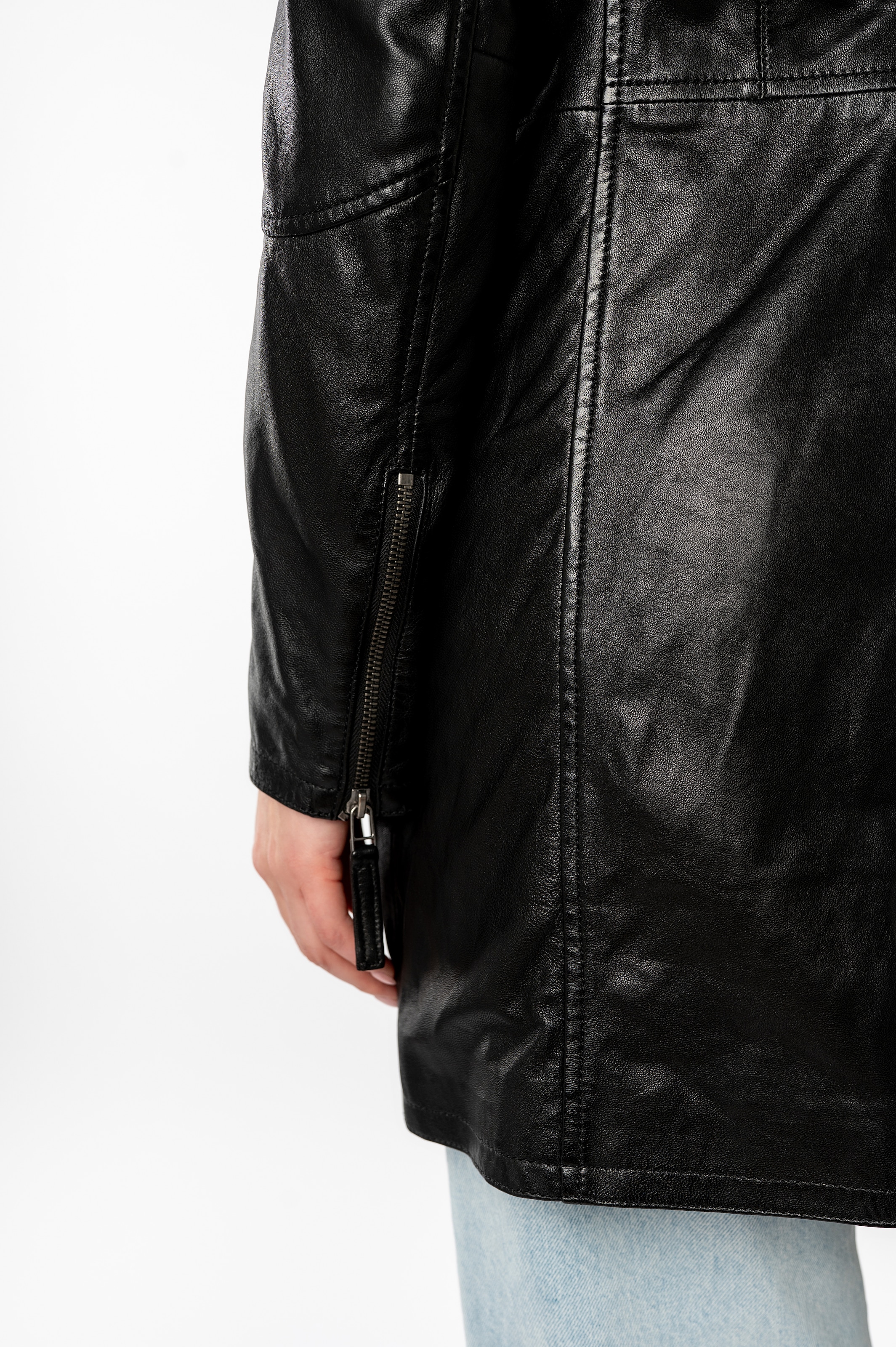 Mauritius Ledermantel »Bente«, 2-in-1-Lederjacke mit abnehmbarem Kapuzen-Inlay aus Jerseyqualität