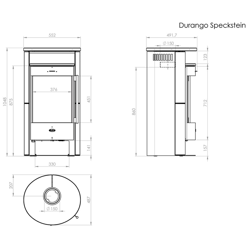 Fireplace Kaminofen »Durango Speckstein«, Tee- und Holzfach