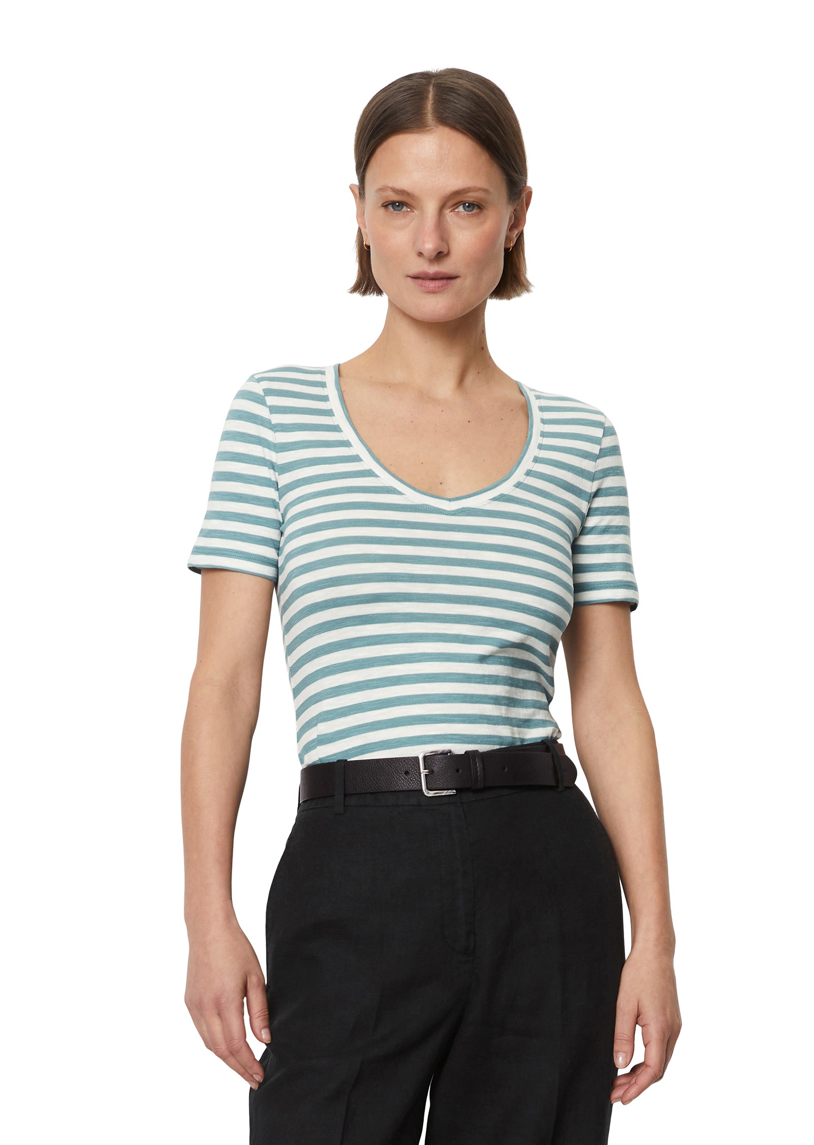 Marc O'Polo Marškinėliai abgerundeter V-neck locke...