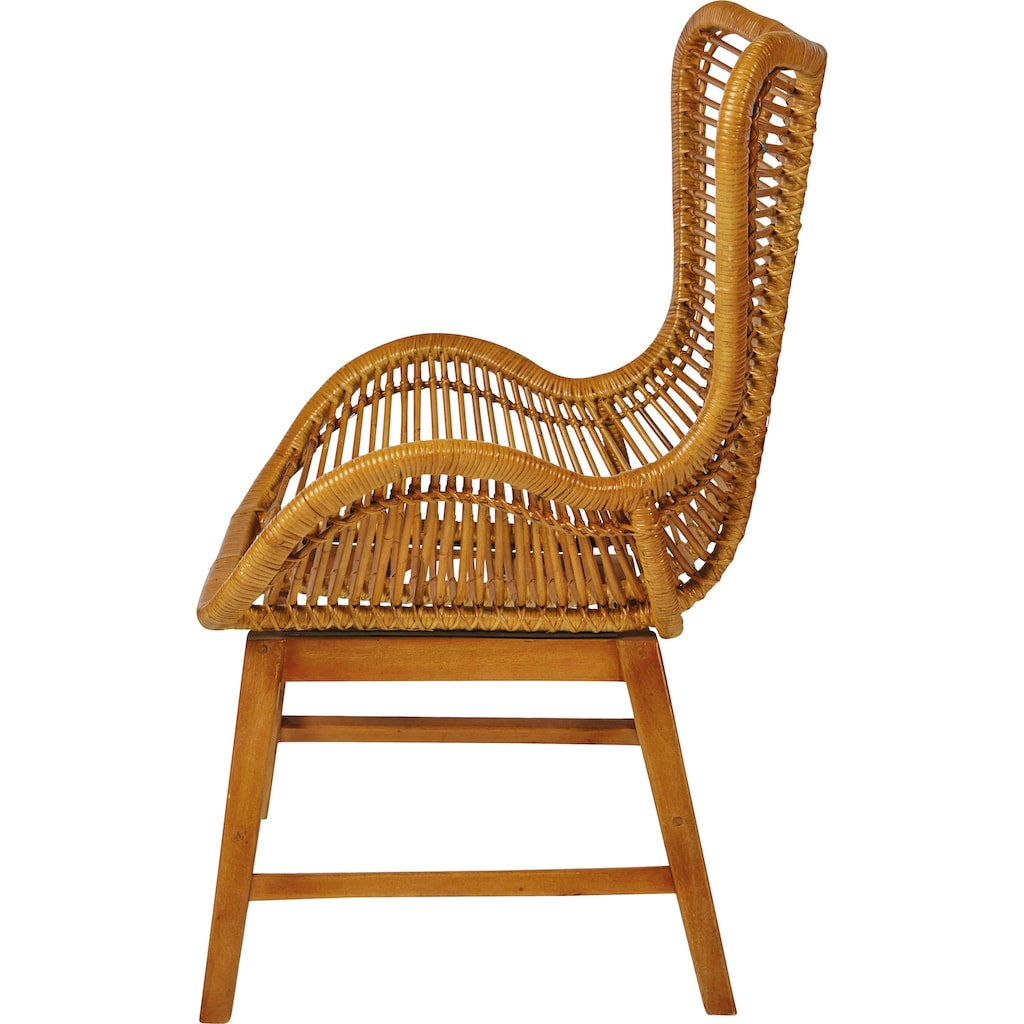 TOM TAILOR HOME Sessel »T-RATTAN ARMCHAIR«, Rattanarmlehnstuhl mit Teakholzgestell und organischer Form