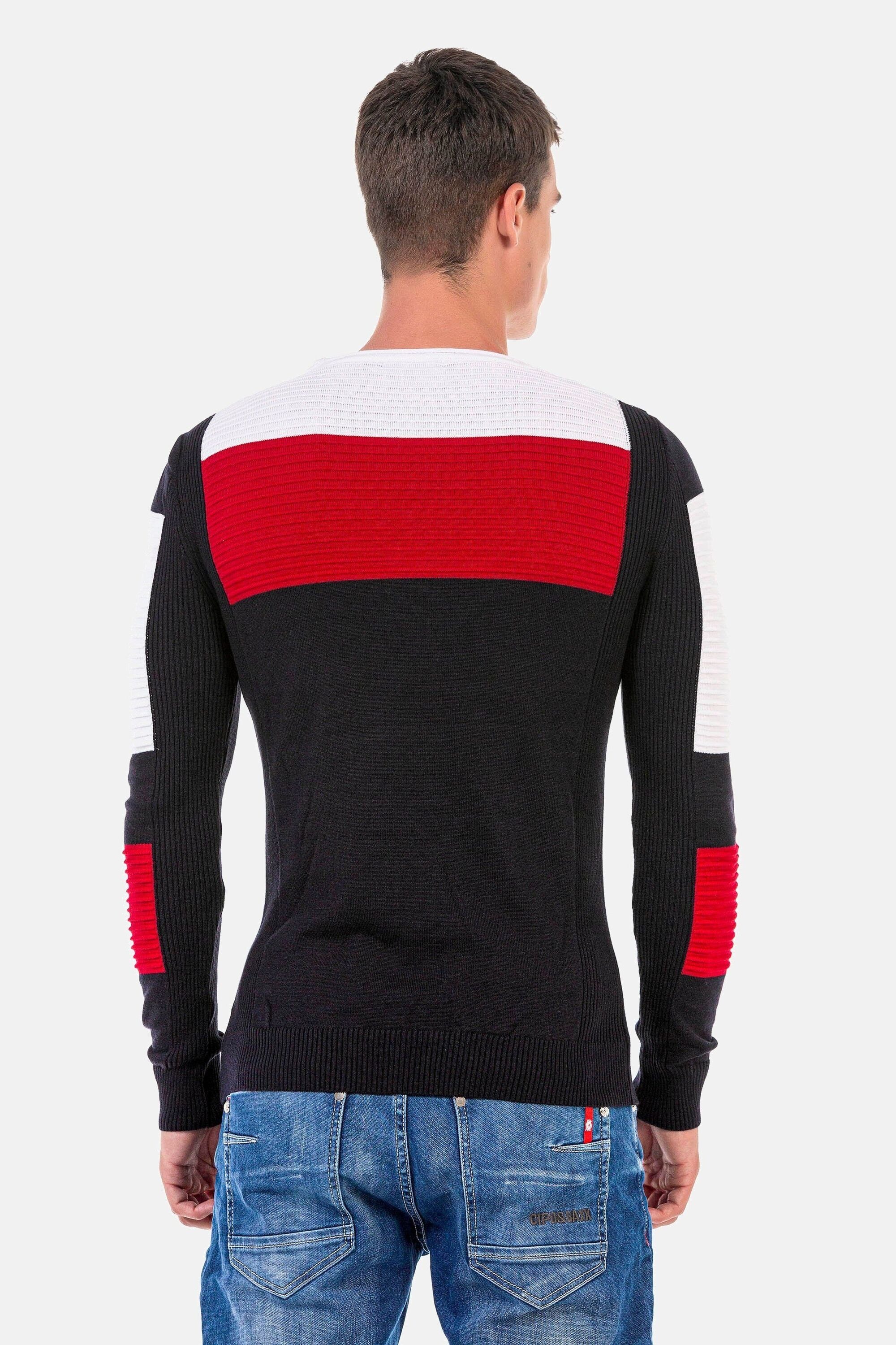 Cipo & Baxx Rundhalspullover »Pullover«, in extravagantem Strickdesign, CP247