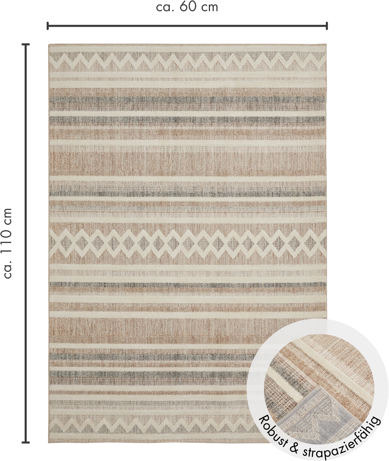 LUXOR living Teppich »Crosby«, rechteckig, 7 mm Höhe, Rauten Design, Boho-Style, Wohnzimmer, Schlafzimmer