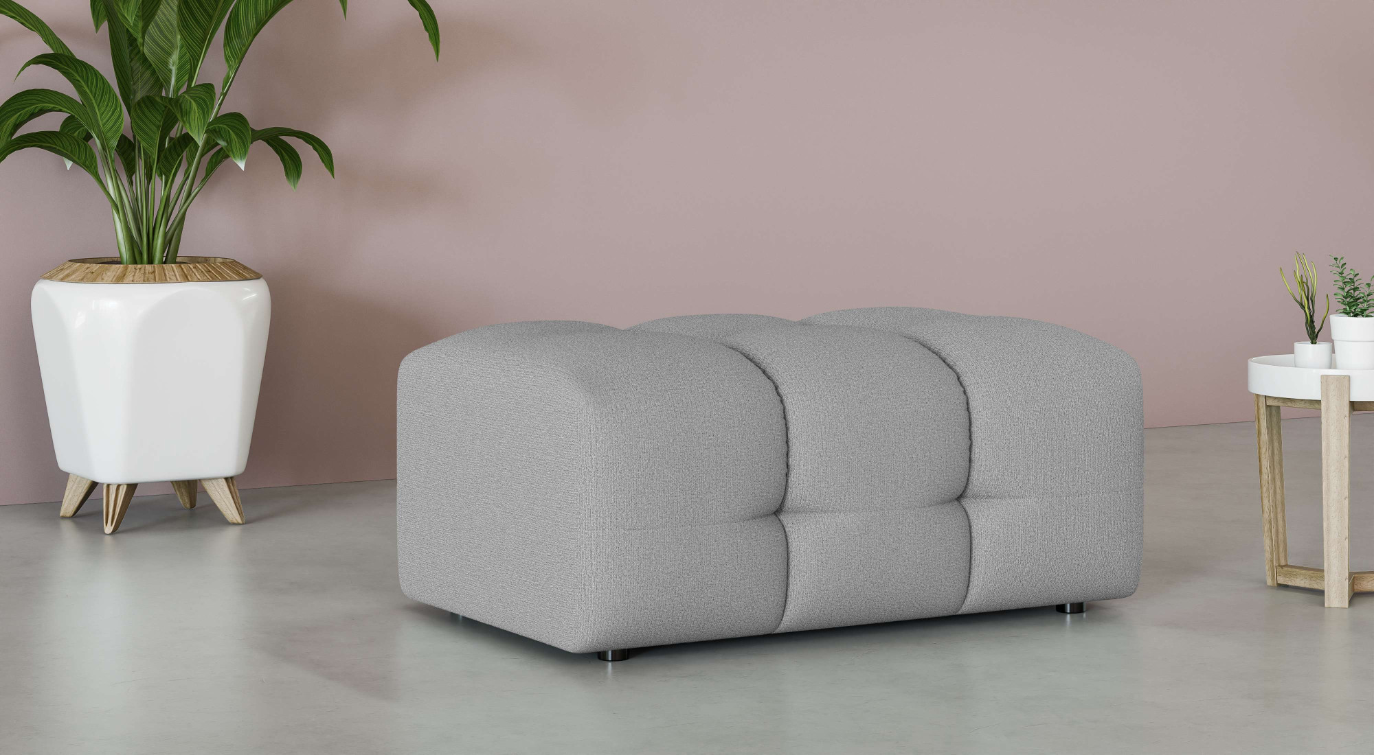 OTTO home Polsterhocker "Manilla, trendige Steppung, passend zur Serie, B/T/H 100/68/45 cm" mit Wellenunterfederung, in verschiedenen Materialien und Farben