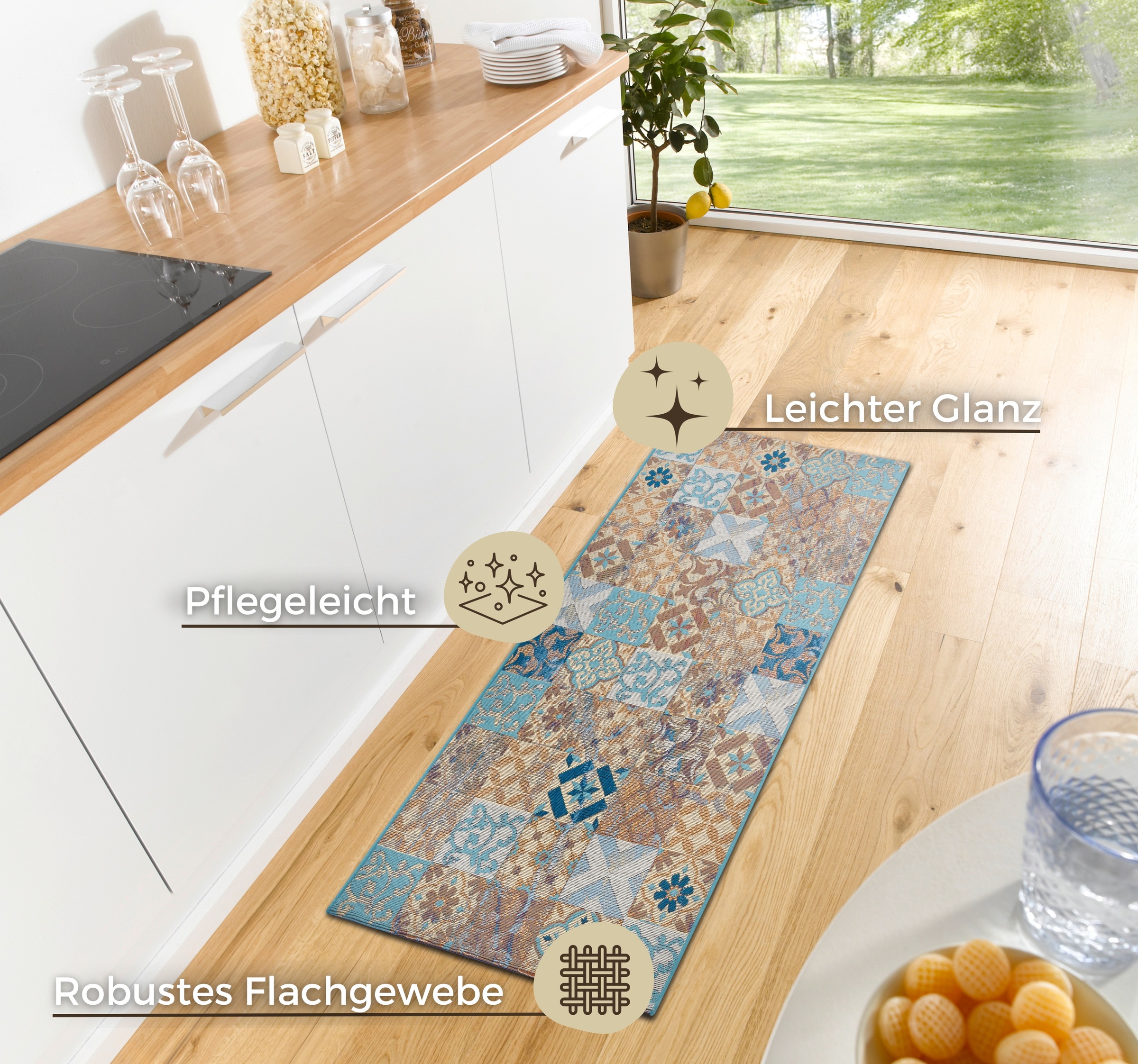 HANSE Home Läufer »Mosaik«, rechteckig, 6 mm Höhe, strapazierfähig, pflegeleicht, robust, Anti-Rutsch, Küche, Flur, Diele