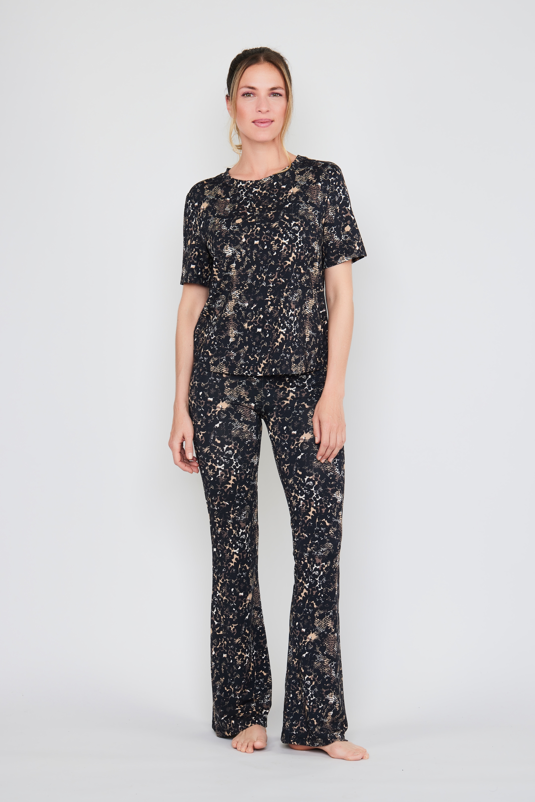 JOOP! Jeans Crop-Top, Animal-Look, Kurzarm, Rundhalsausschnitt