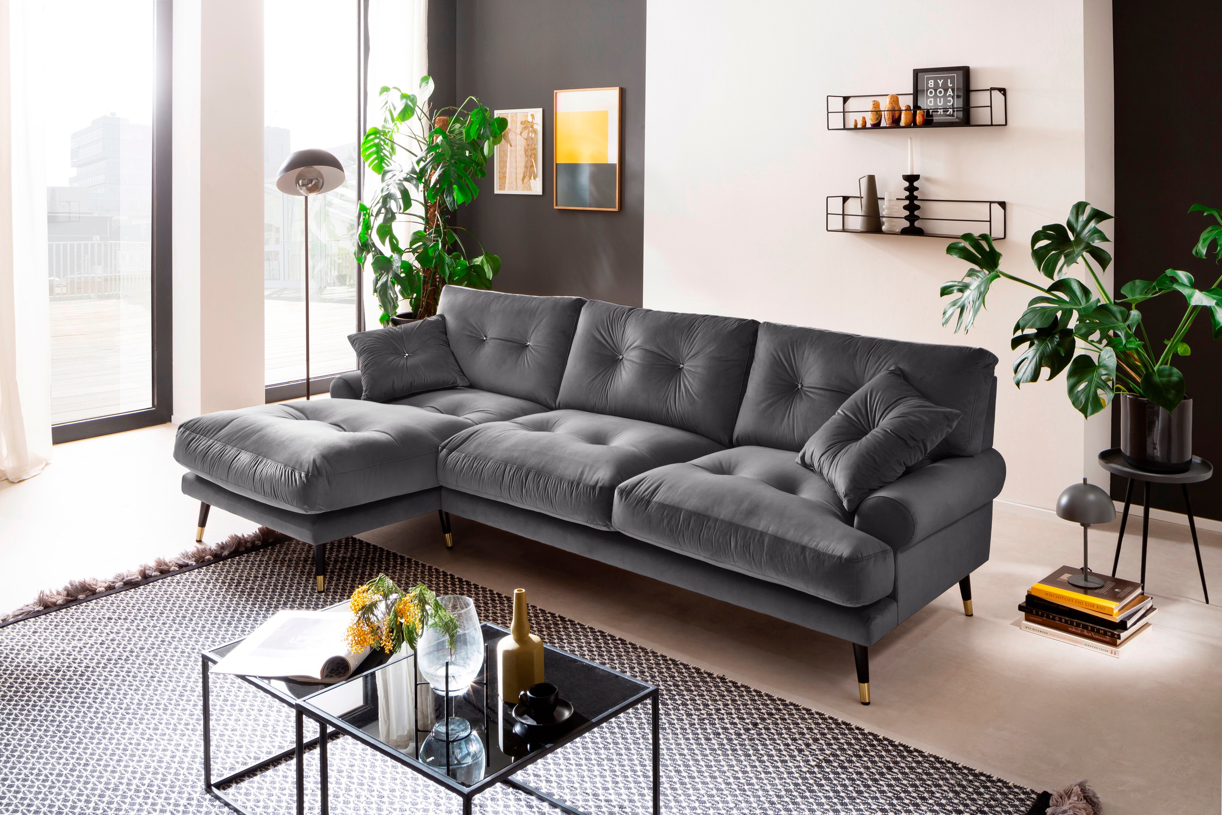 Trends by HG Ecksofa »Samir«, mit Strasssteinen und goldfarben  Applikationen bestellen | BAUR