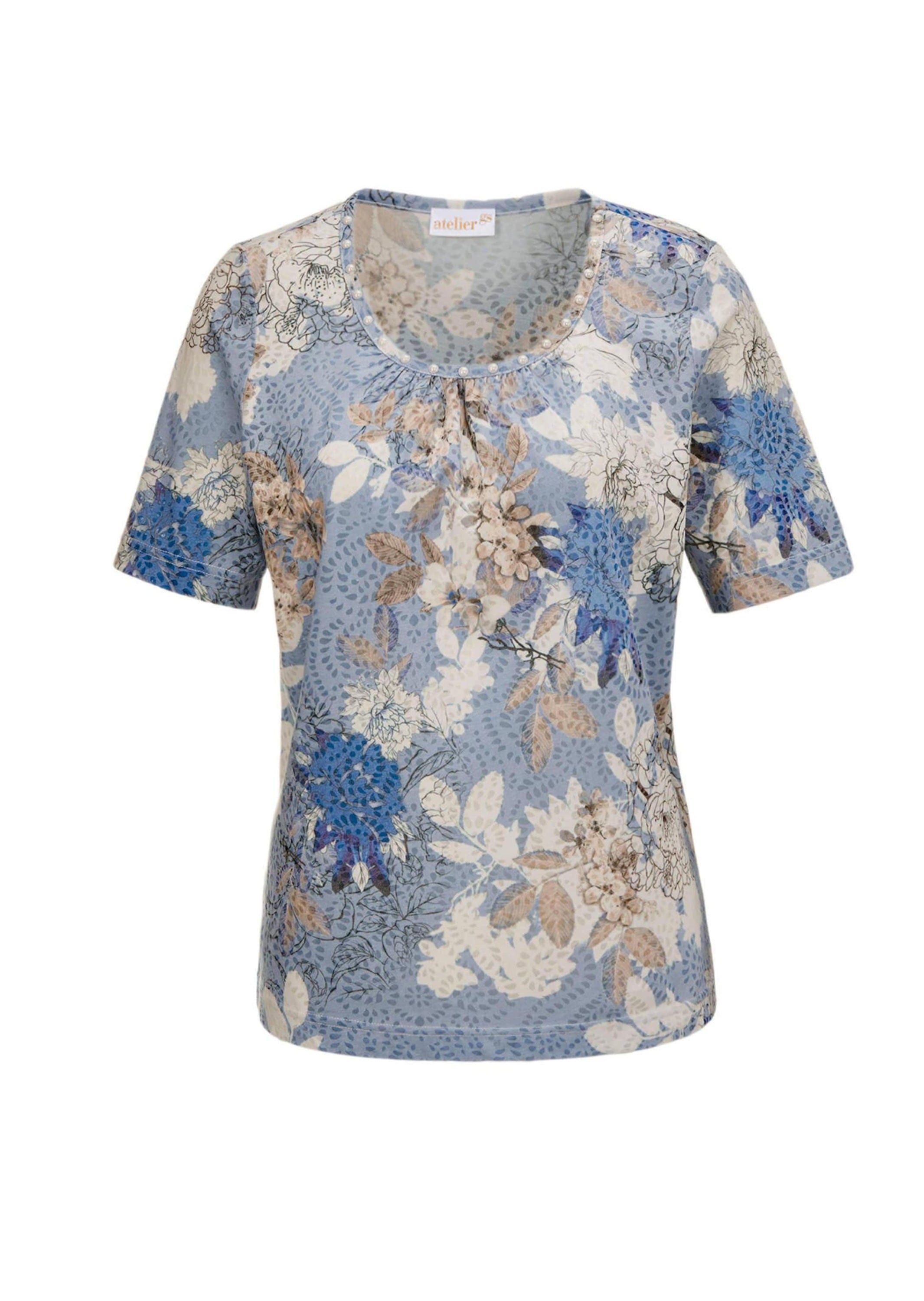 GOLDNER Print-Shirt "Druckshirt mit Perlen" mit wunderschönen Perlen am Aus günstig online kaufen