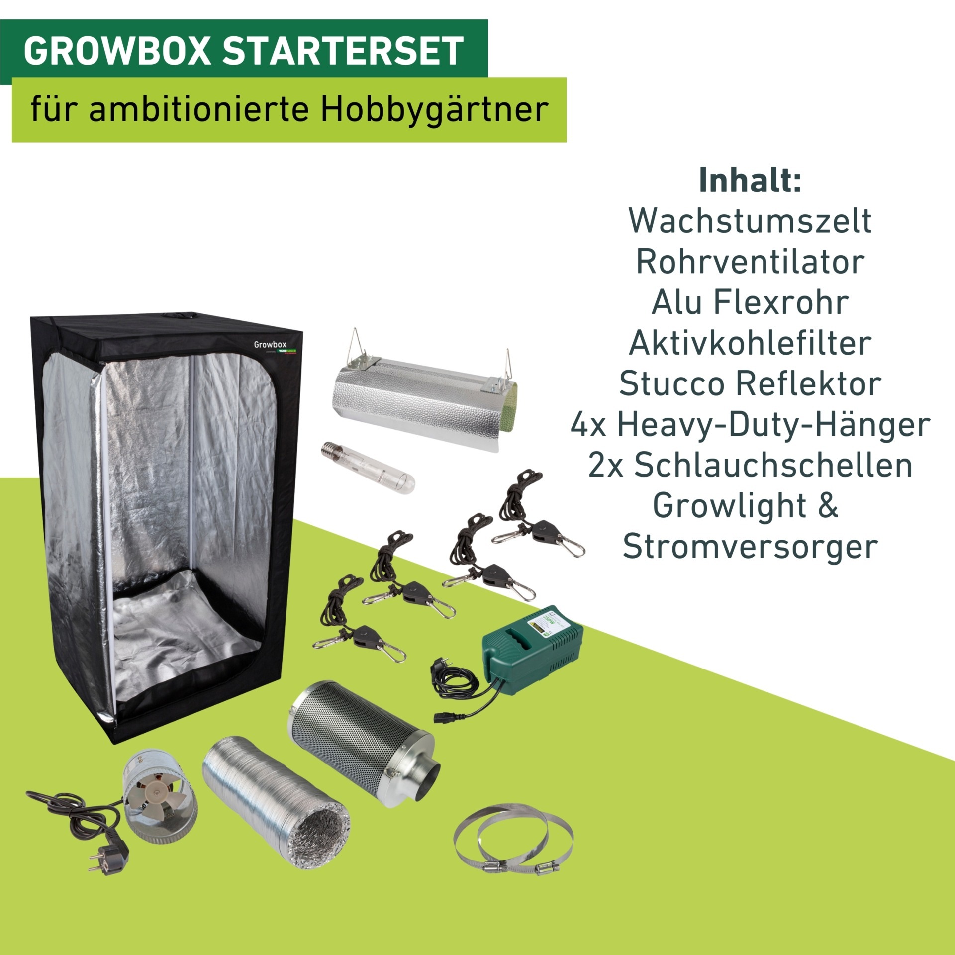 Windhager Gewächshaus »Indoor, Growbox komplettes Starterset« Zuchtzelt für Pflanzen, Anbaufläche 0,64 m², 80 x 80 x 160 cm, schwarz