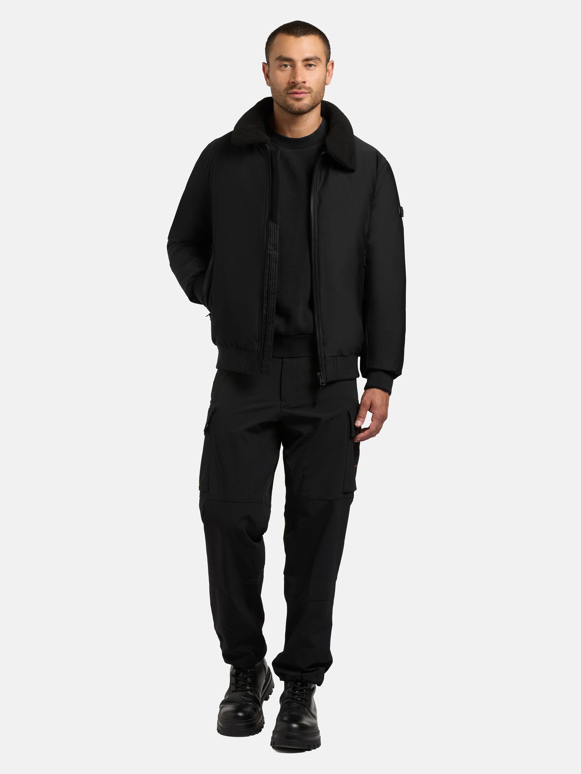 khujo Outdoorjacke "Ginster" ohne Kapuze Herren Winterjacke mit Teddyfleece-Besatz und magnetischen Details