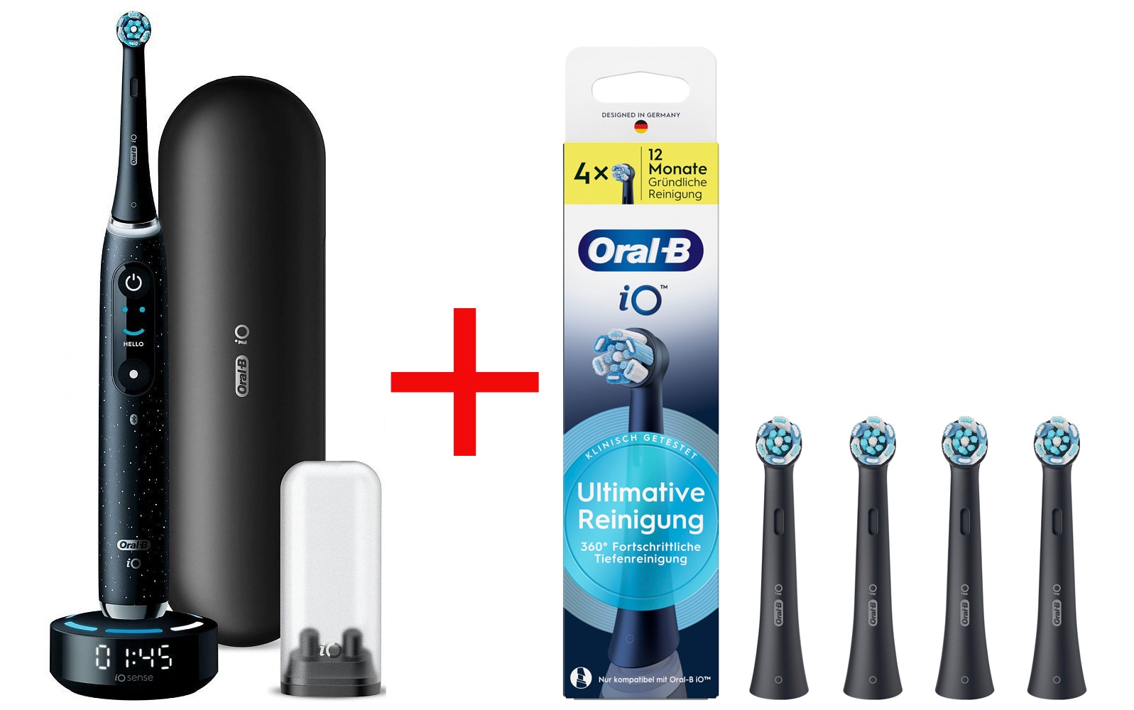 Oral-B Elektrische Zahnbürste »iO 10« 5 Stk. Aufsteckbürsten Magnet-Technologie, iOsense, 7 Putzmodi, Farbdisplay & Lade-Reiseetui