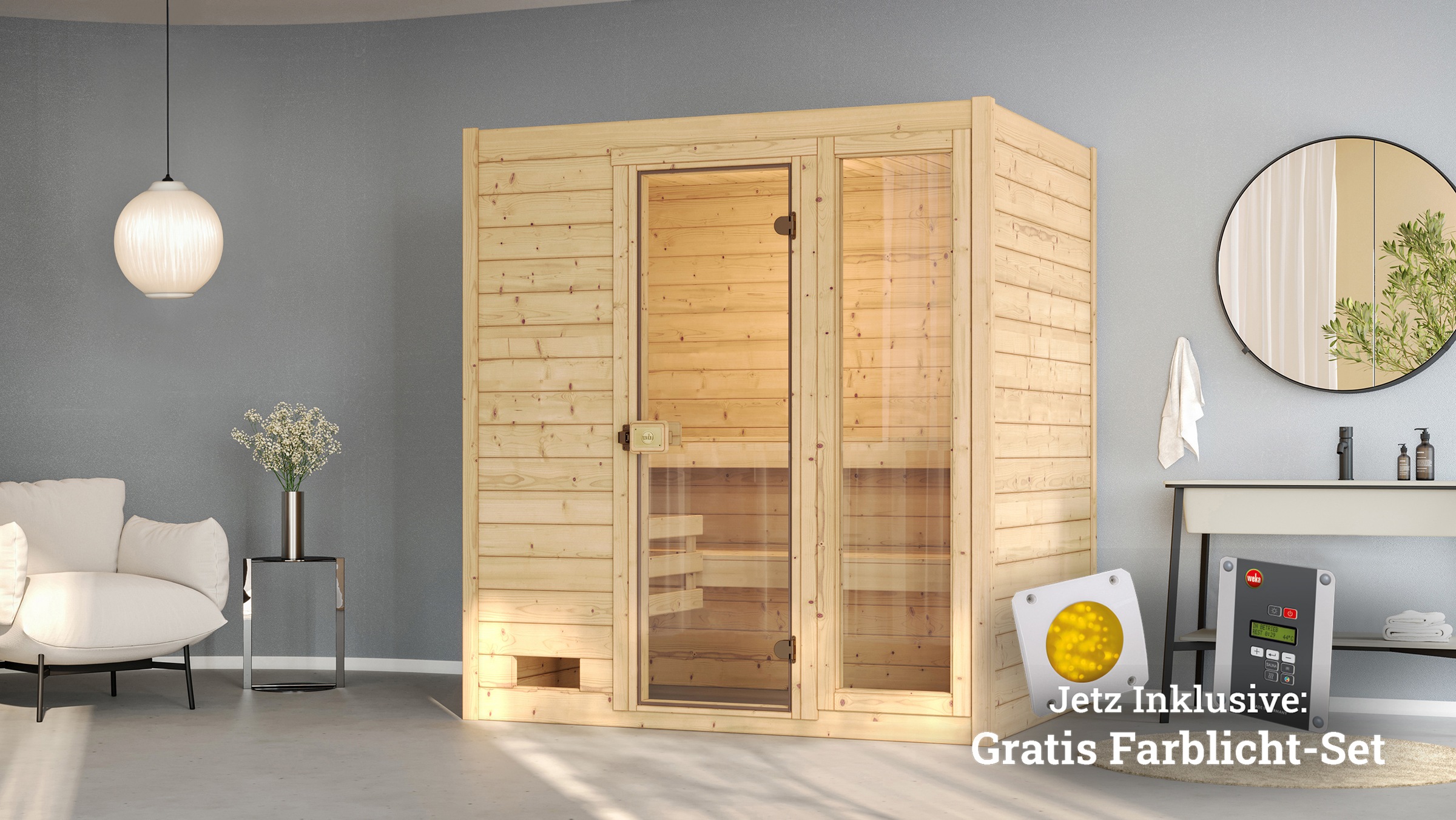 weka Sauna »Valida«, 7,5 kW-Ofen mit digitaler Steuerung