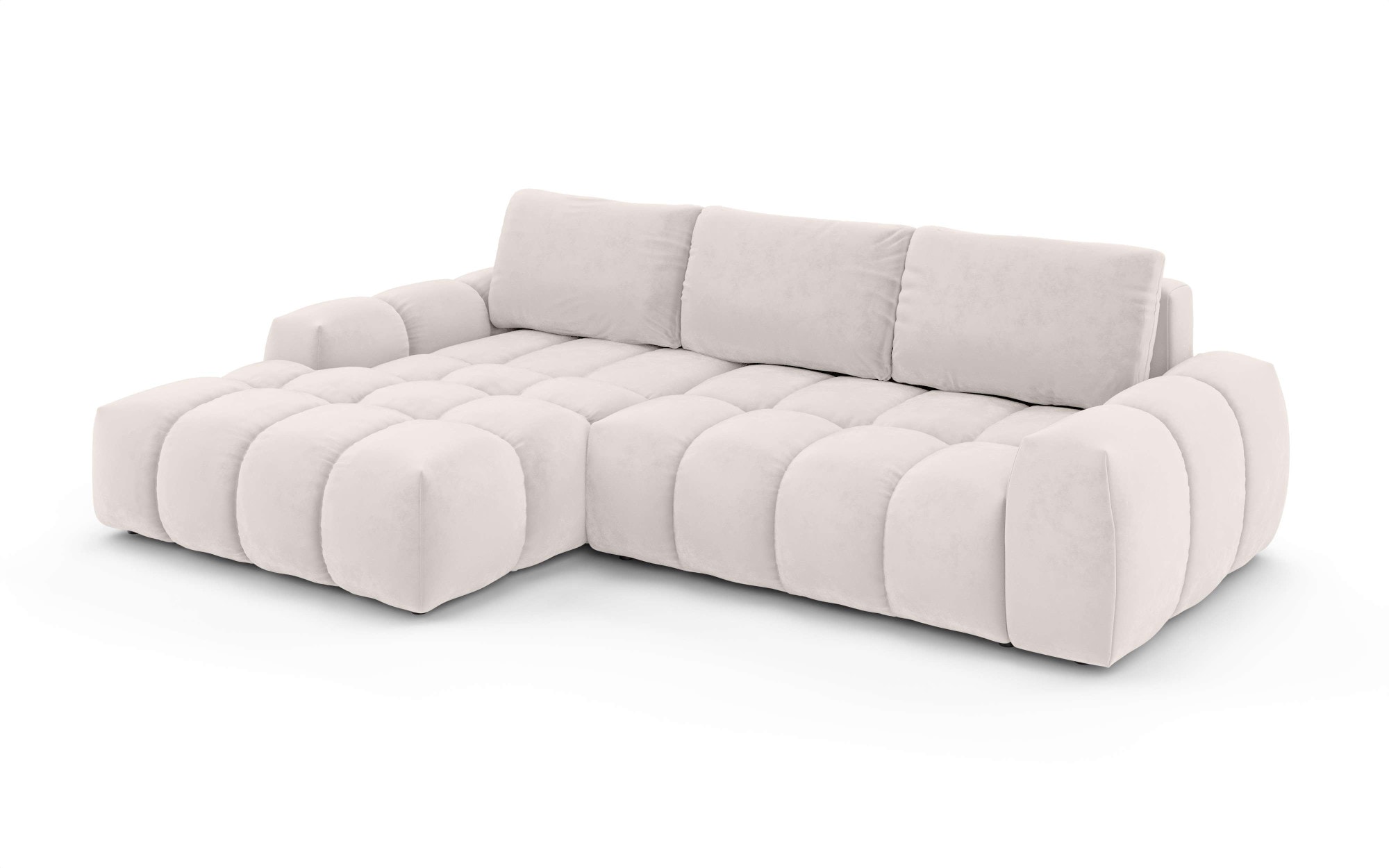 INOSIGN Ecksofa »AZITA klein optionale Schlafsofa mit Bettkasten, B/T/H: 270/166,5/84cm«, L-Form mit Wellenunterfederung, Bubble-Optik