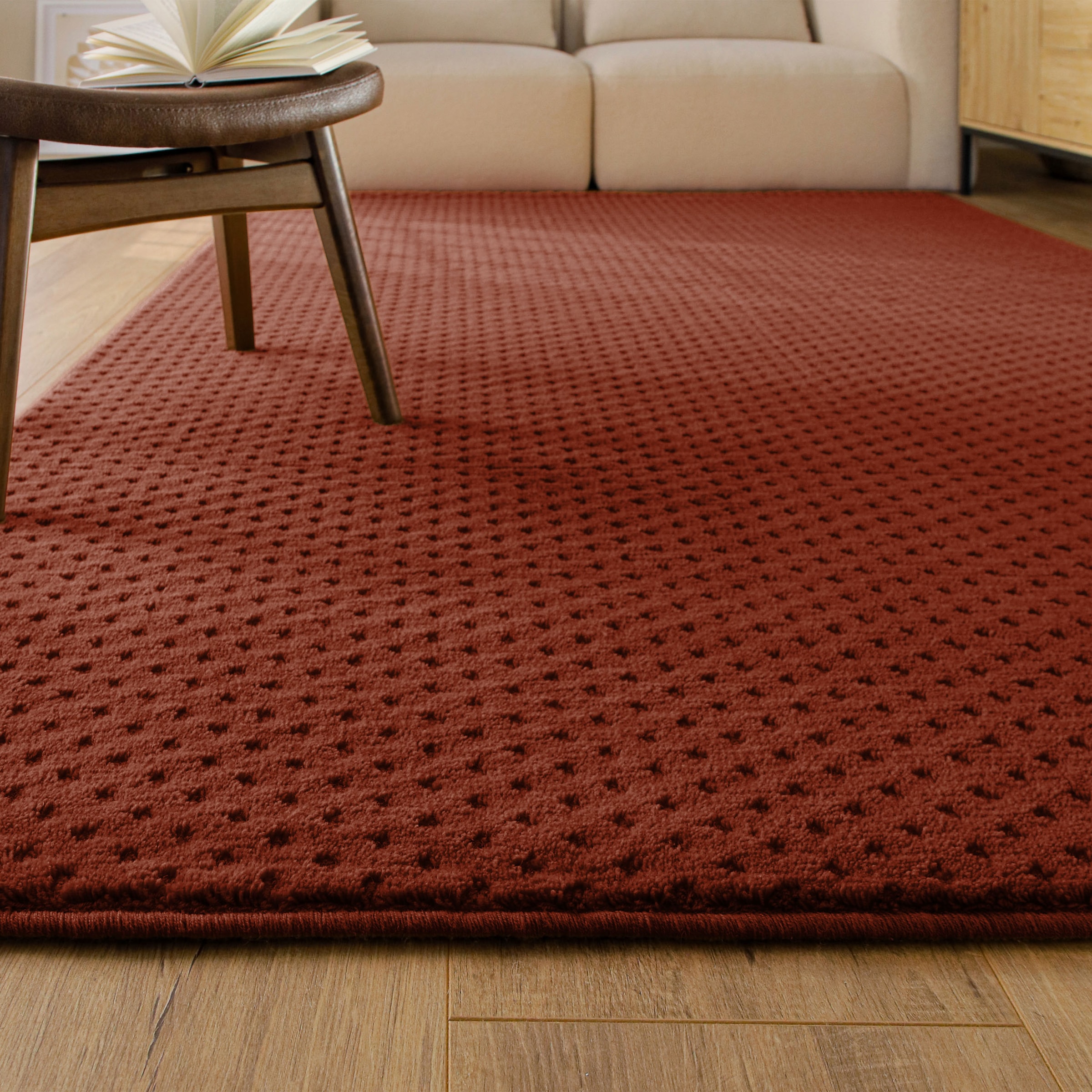 Wecon home Teppich »Castello THREE« rechteckig 7 mm Höhe Schurwolle, Kurzflor mit Hoch-Tief-Effekt, Wohnzimmer, Rautenmuster