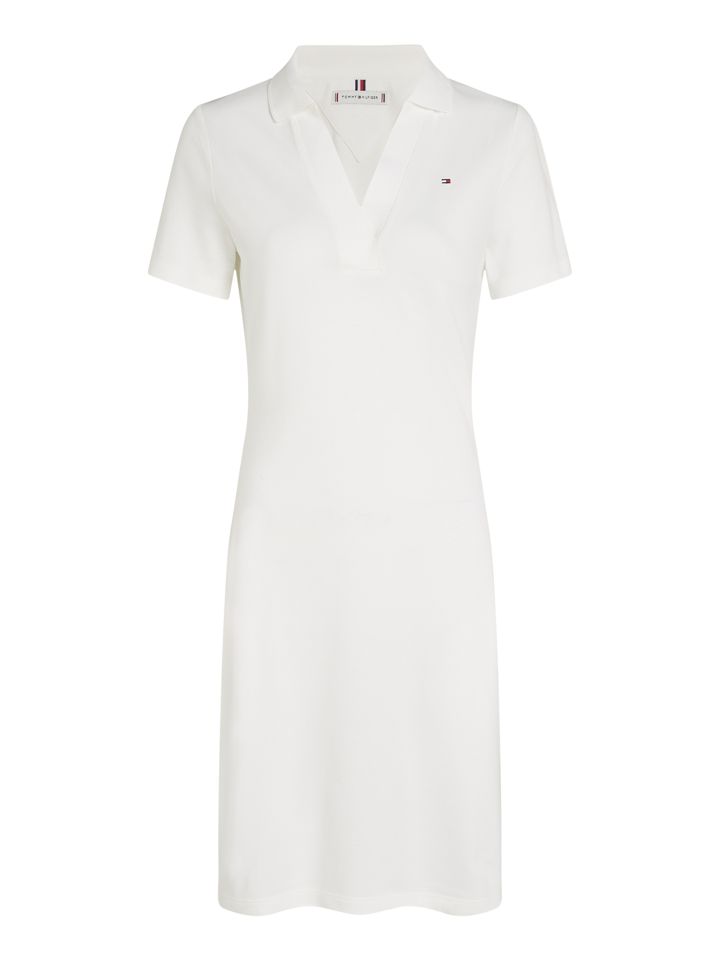 Tommy Hilfiger Polokleid "SLIM OPEN NK POLO DRESS SS", mit gestickter Tommy Hilfiger Flagge