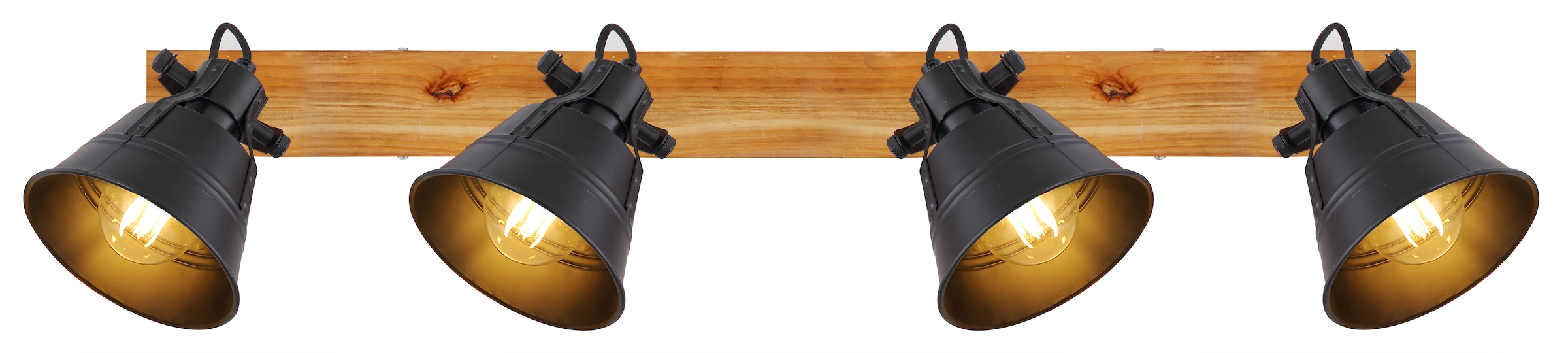 GLOBO LIGHTING Deckenstrahler »GÜNTHER«, Leuchtmittel E27 | ohne Leuchtmittel, Strahler/Holz/schwarz matt/Wohnzimmer/Flur/Arbeitszimmer