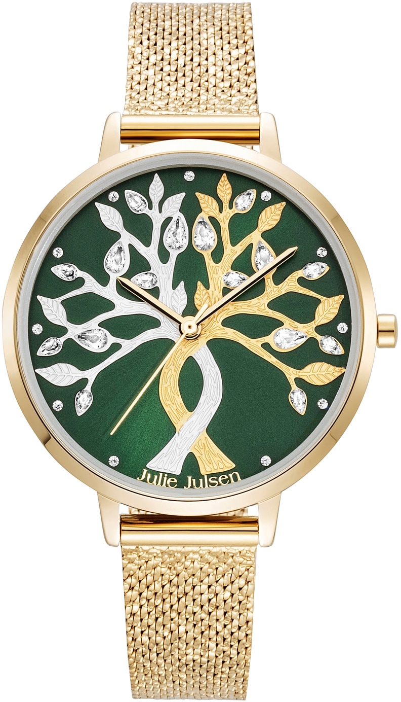Quarzuhr »Tree of Love Gold Emerald, JJW1455YGME«, Armbanduhr, Damenuhr, Lebensbaum,...