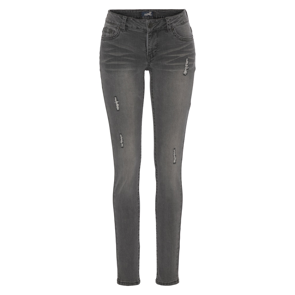 Arizona Skinny-fit-Jeans »mit Kontrastnähten und Pattentaschen«, Low Waist