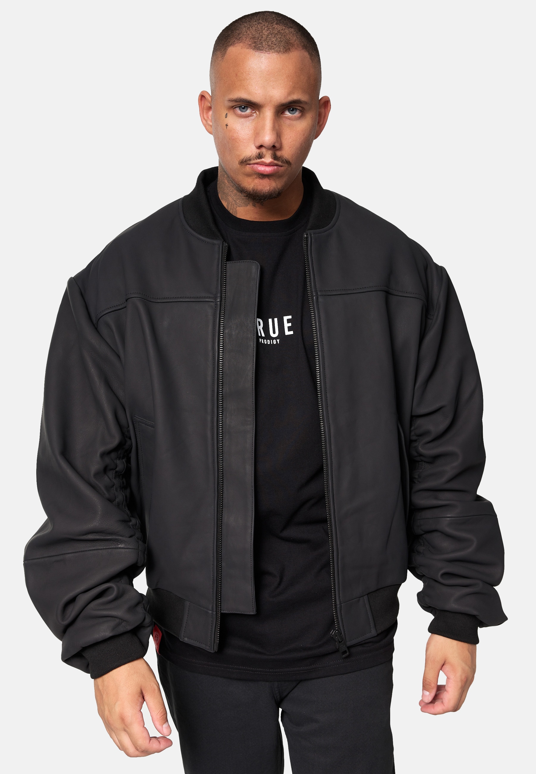 trueprodigy Lederjacke "Nazar Bomberjacke aus Leder mit Reißverschluss" ohne Kapuze