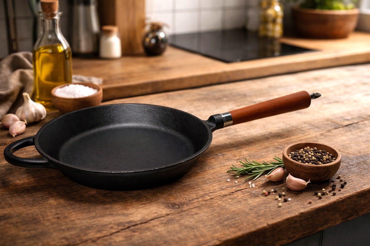 Ronneby Bruk Bratpfanne »Maestro, flach, mit Holzgriff & Gegengriff« Gusseisen 1 tlg.