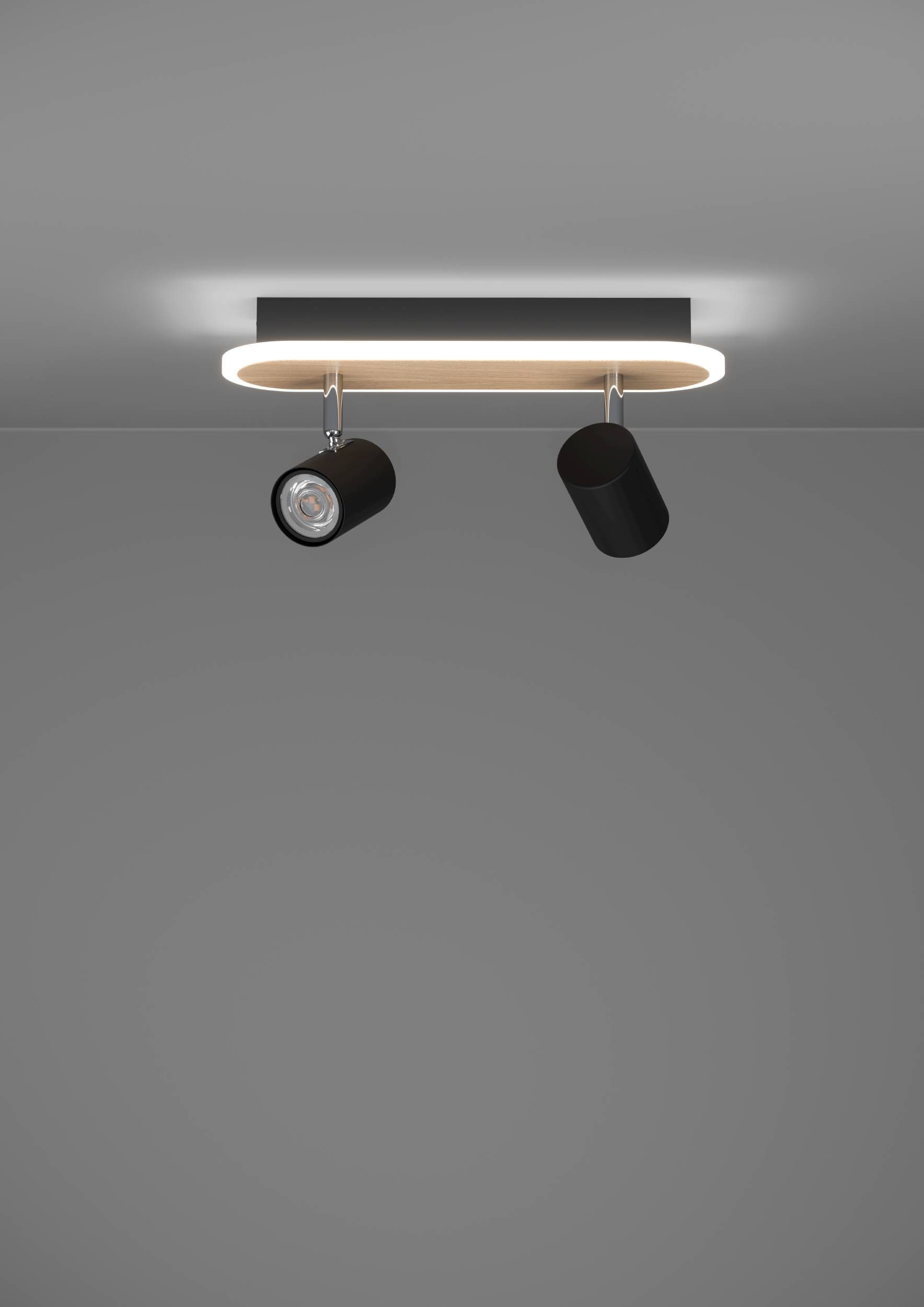 EGLO Deckenleuchte »Rimbocchi Deckenlampe, Metall und Holz-Optik, Spotbalken schwenkbar« LED-Modul 1 Stk. Warmweiß Spot - L34 x B10 x H15 cm - schwarz, braun - 12W inkl.
