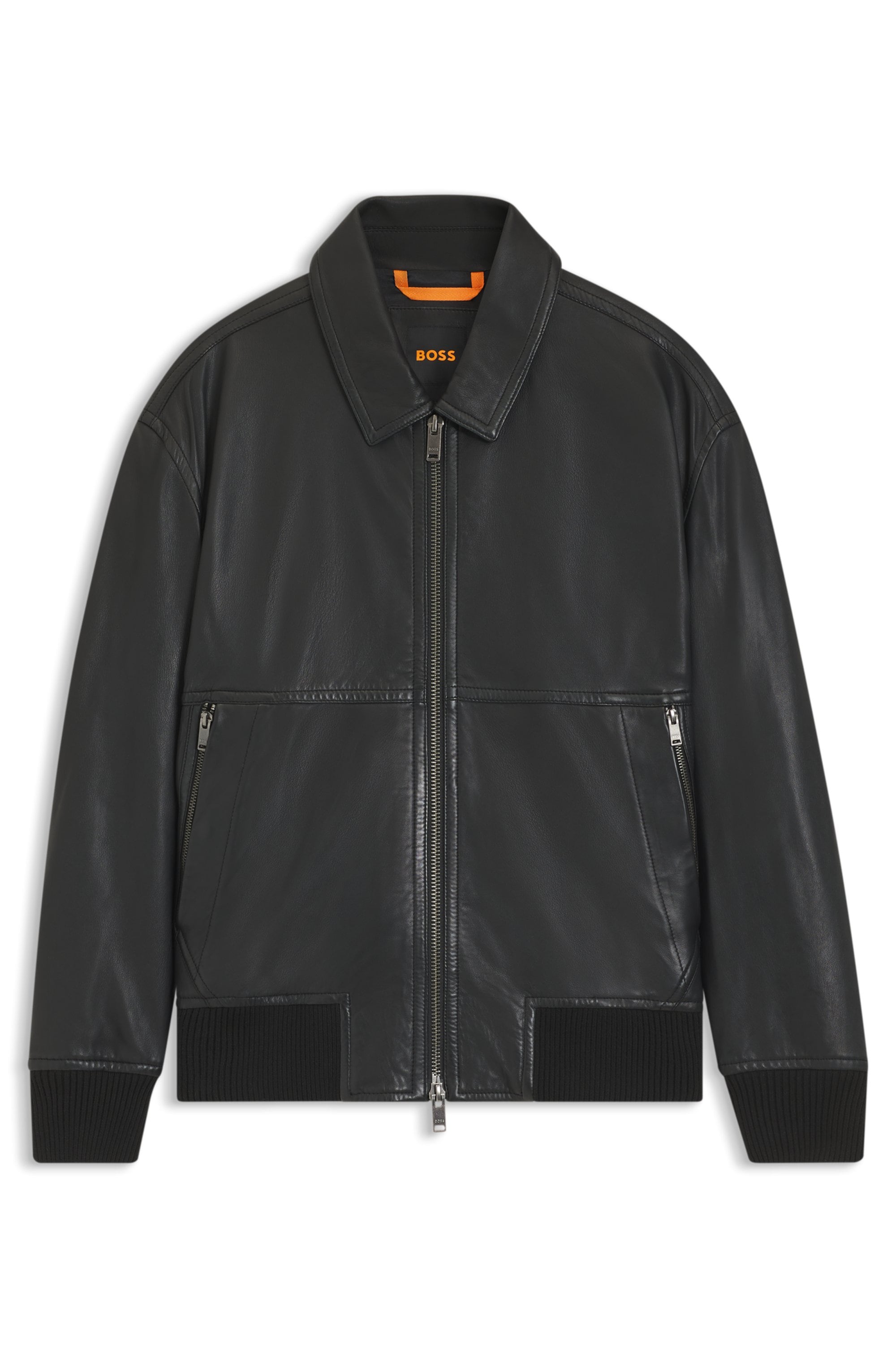 BOSS ORANGE Lederjacke »Joberg«, mit Reißverschlusstaschen