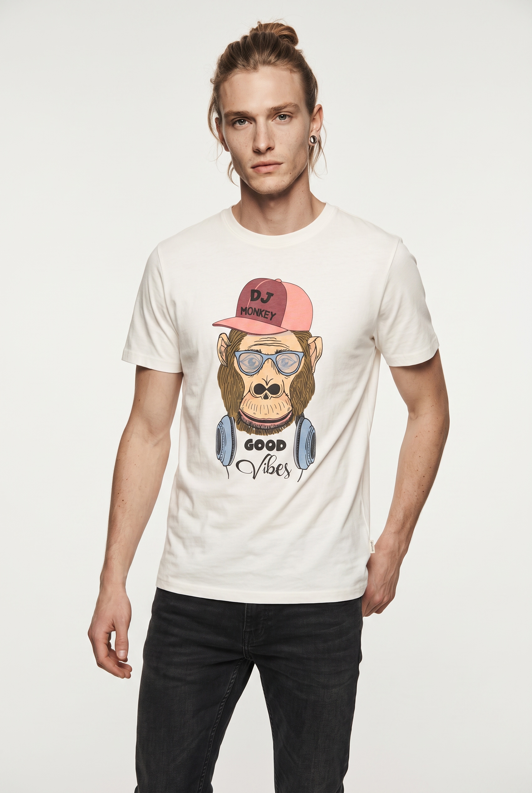 Blend T-Shirt "BHKURT FUNNY GRAPHIC S/S TEE" mit normaler Länge, ohne Verschluss, aus Baumwolle und Single Jersey