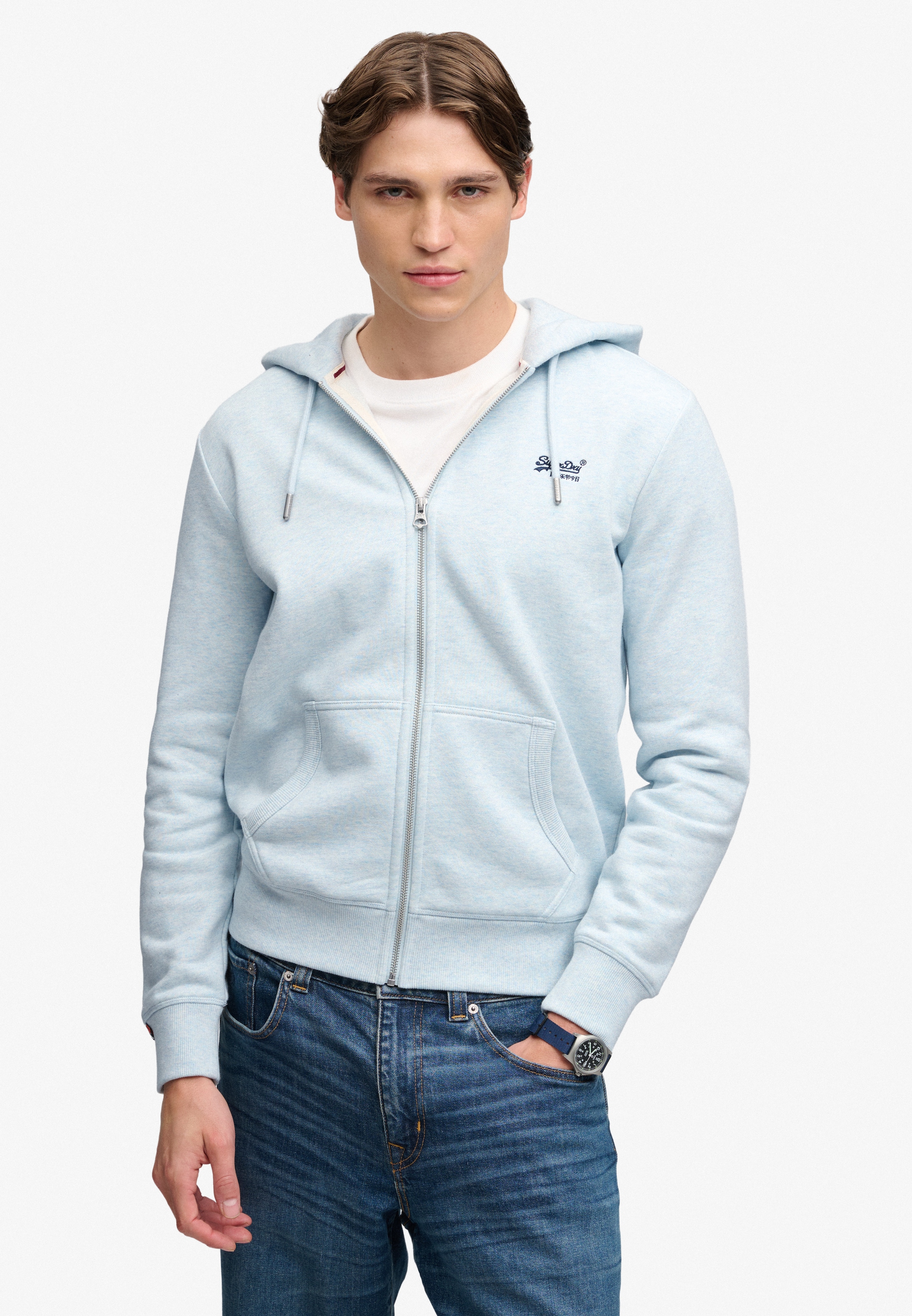 Superdry Kapuzensweatjacke »ESSENTIAL LOGO ZIP HOODIE HB« Baumwollmischung, slim fit