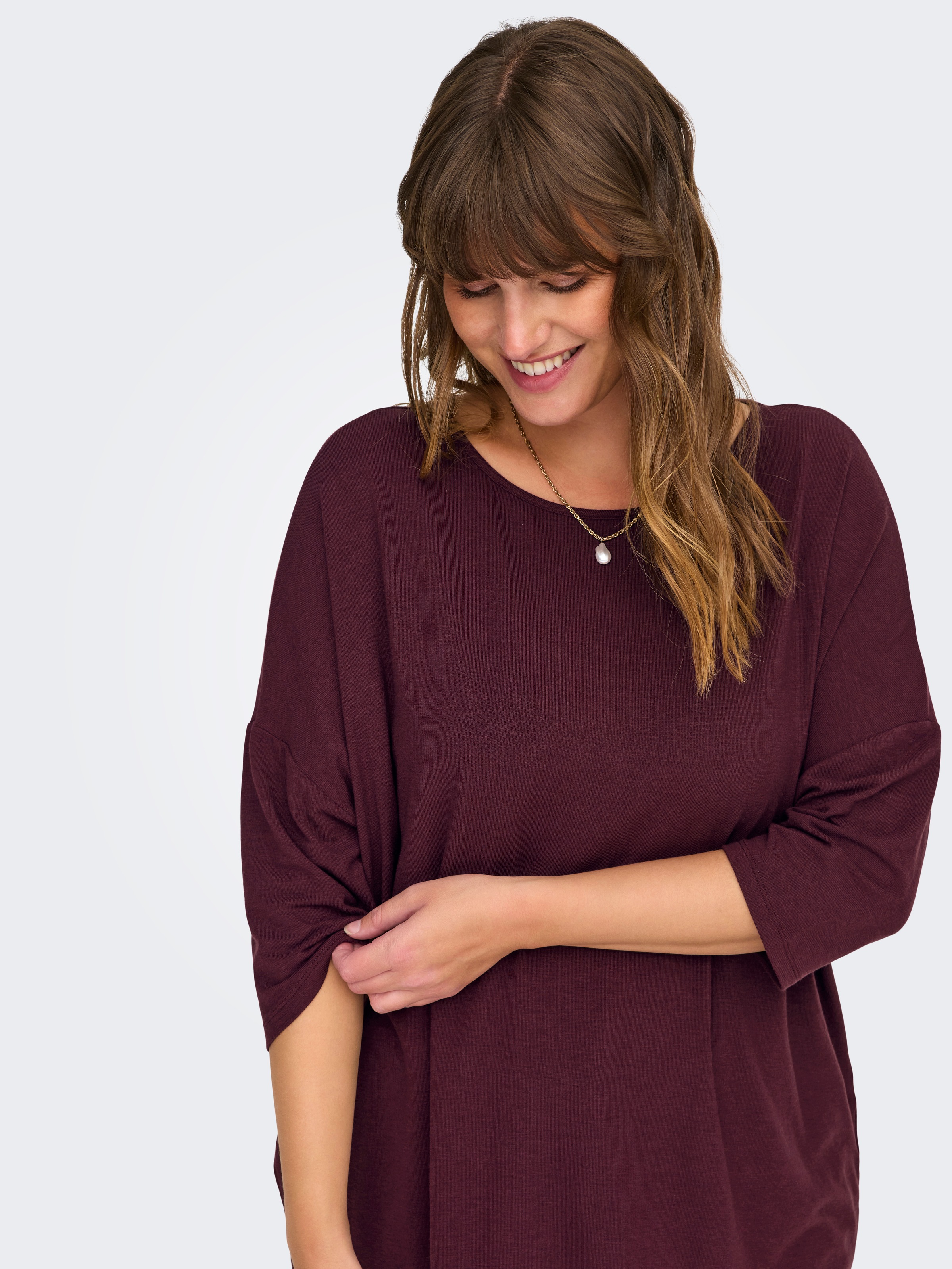 ONLY CARMAKOMA 3/4-Arm-Shirt "CARLAMOUR 3/4 TOP JRS NOOS" Materialmix, loos günstig online kaufen