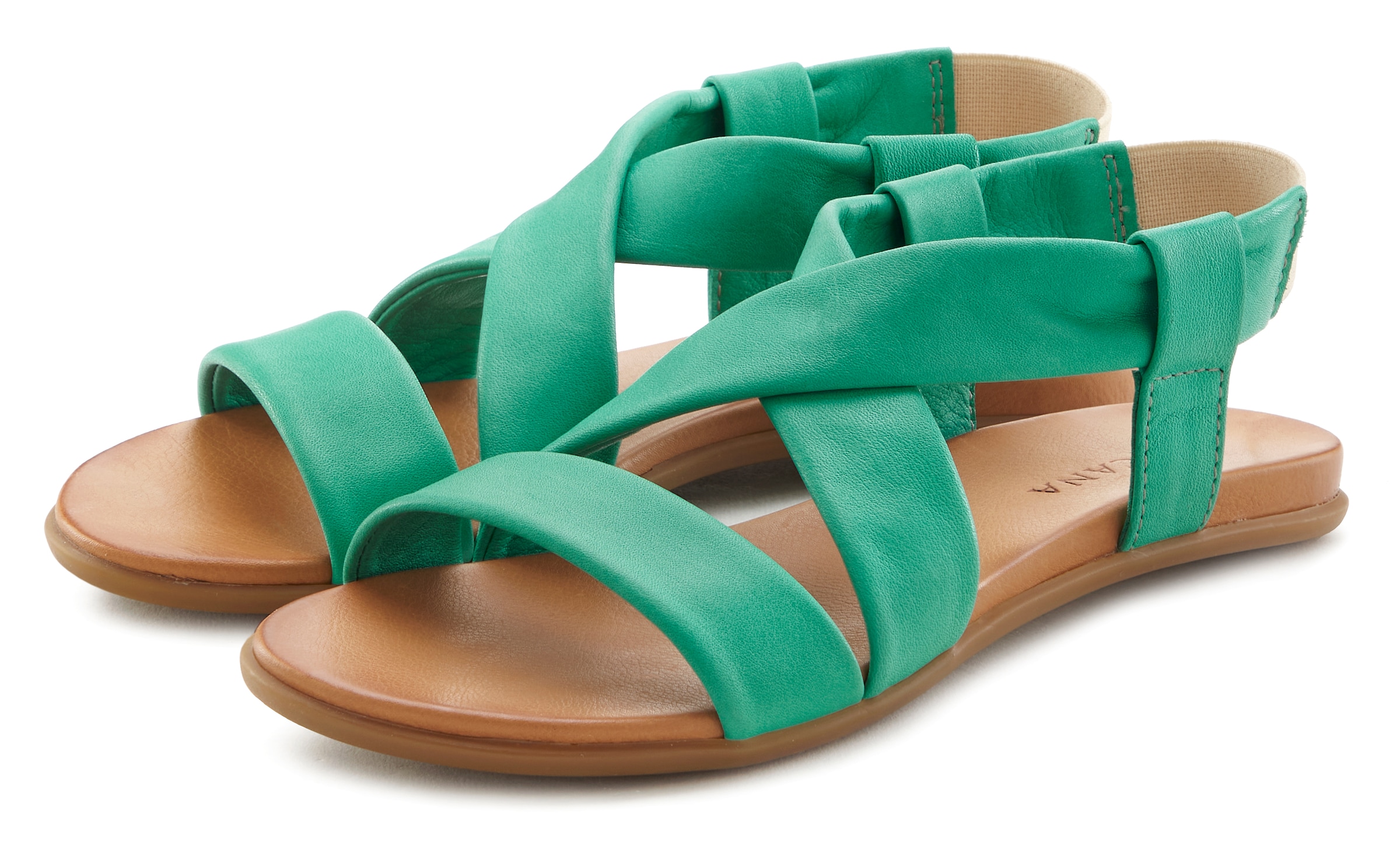 LASCANA Sandale, aus Leder mit raffinierten Riemchen, Sandalette, Sommerschuh