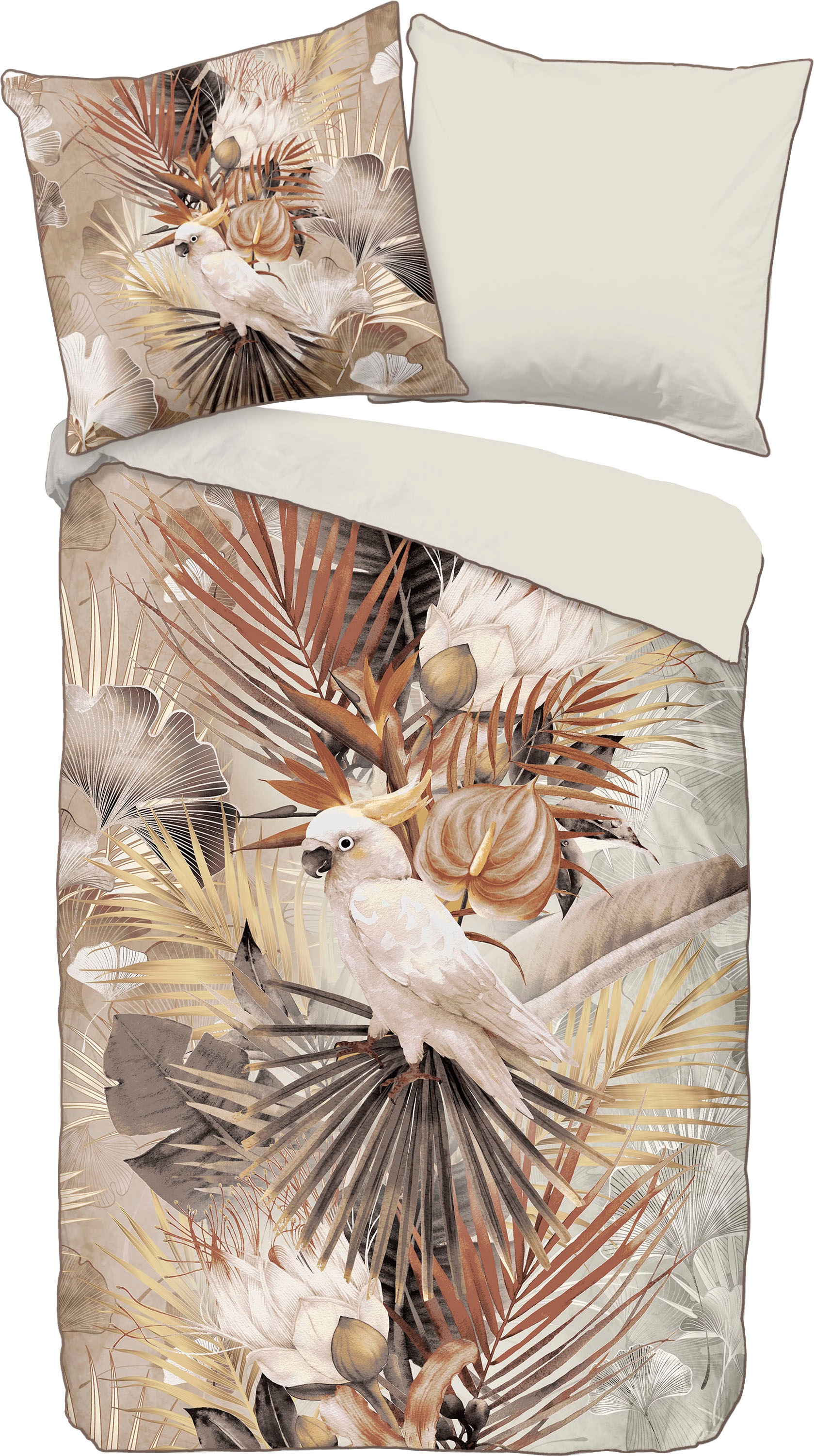 Descanso Wendebettwäsche »Pippa«, Baumwolle, Mako Satin, 135x200, Biese, Reißverschluss, Wende, Sand