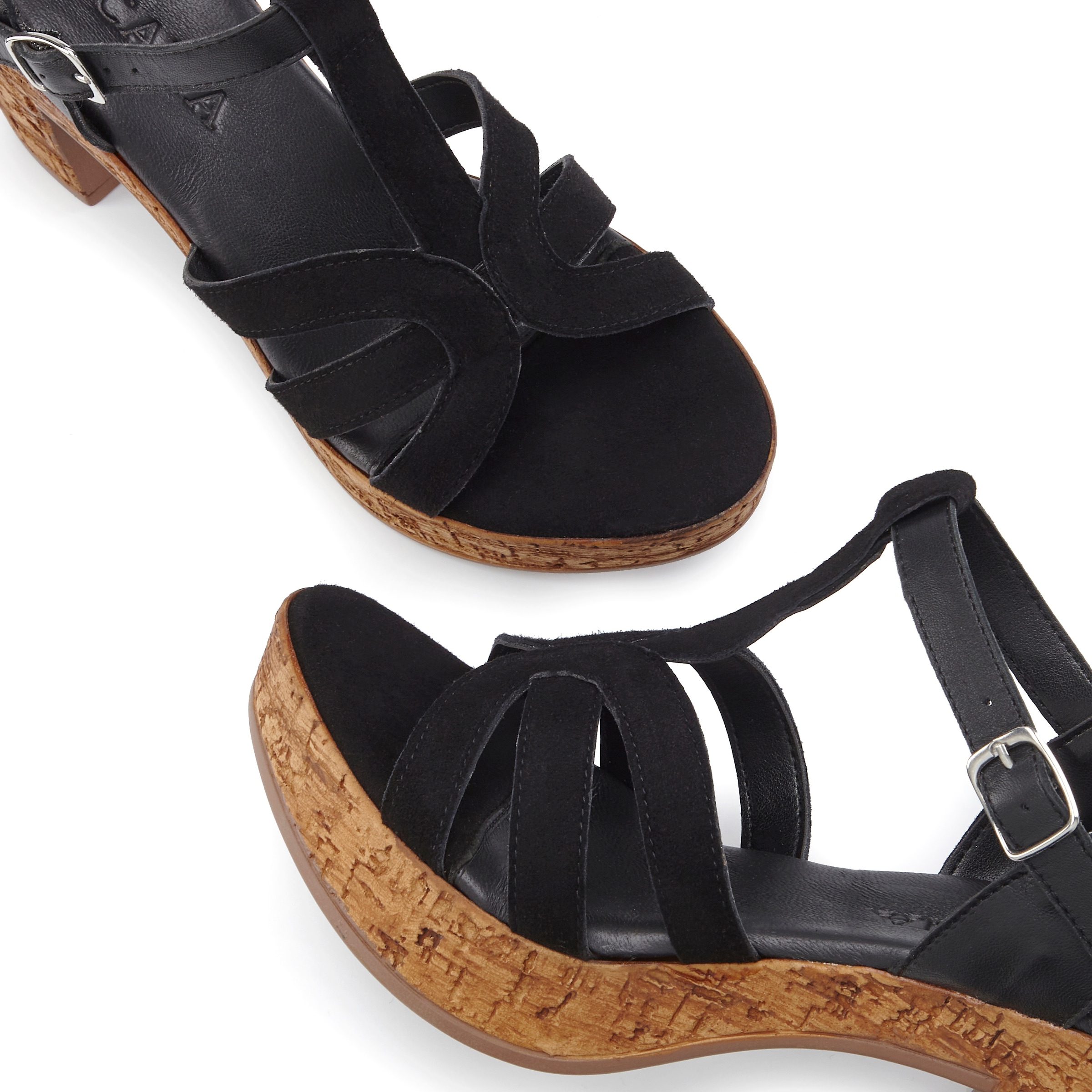 LASCANA Sandalette »Riemchensandalette, Sandale, T-Strap-Sandalette, Sommerschuh«, aus Leder mit Blockabsatz