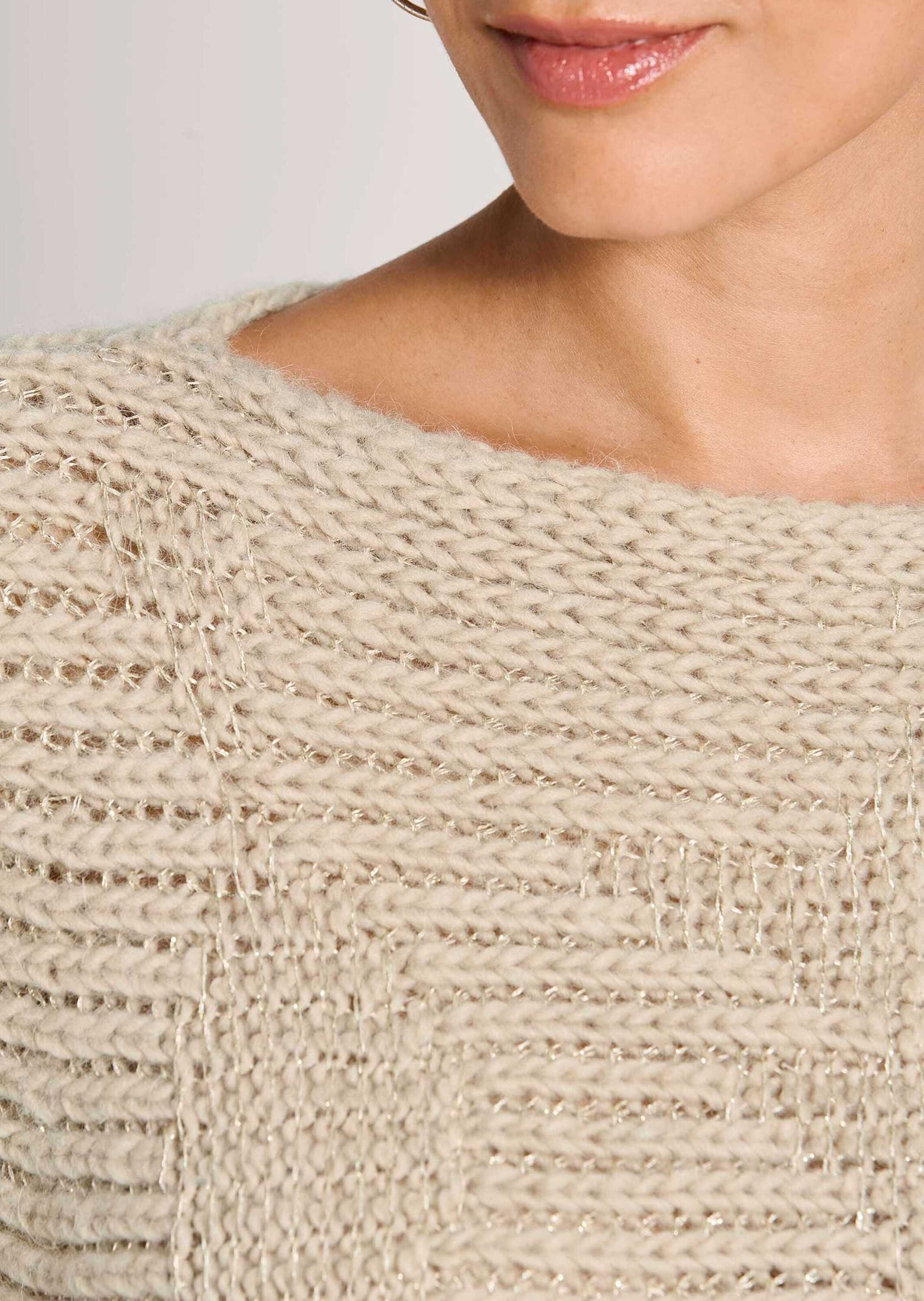 MADELEINE Longpullover »Strickpullover Eleganter Maschenpullover mit U-Boot-Ausschnitt« Struktur-Mix