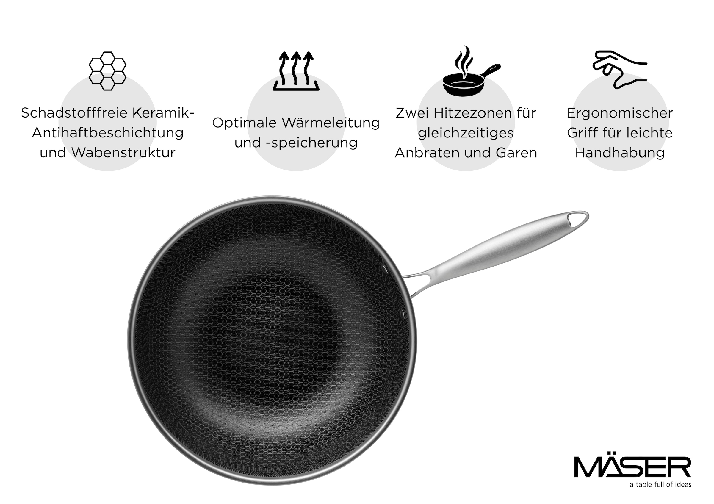 MÄSER Wok »Hestia Keramik« Edelstahl 18/10 1 tlg.