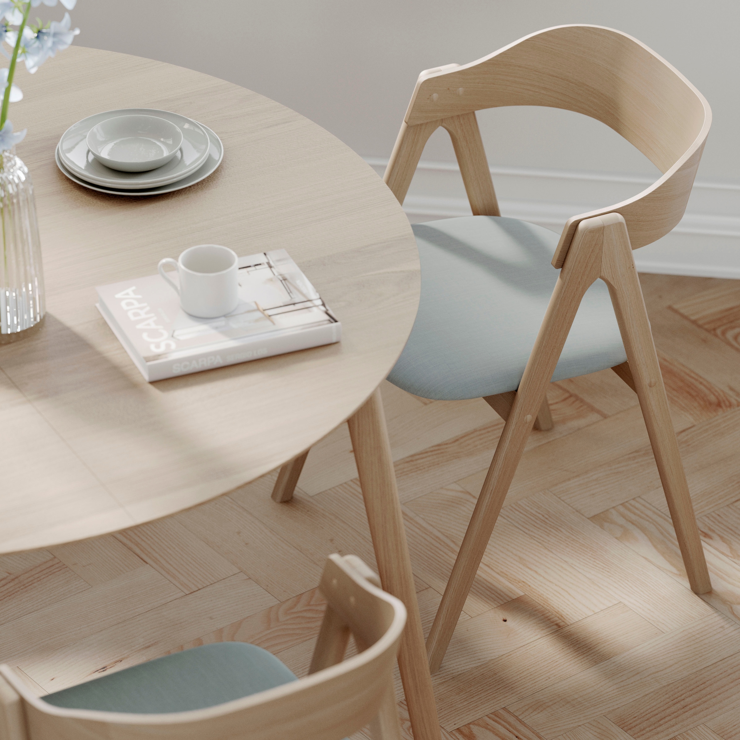 Hammel Furniture Esstisch »Meza Designtisch mit Auszugsfunktion und 2 Einlegeplatten« Ø135(231) cm, runde Tischplatte aus MDF/Laminat, Massivholzgestell