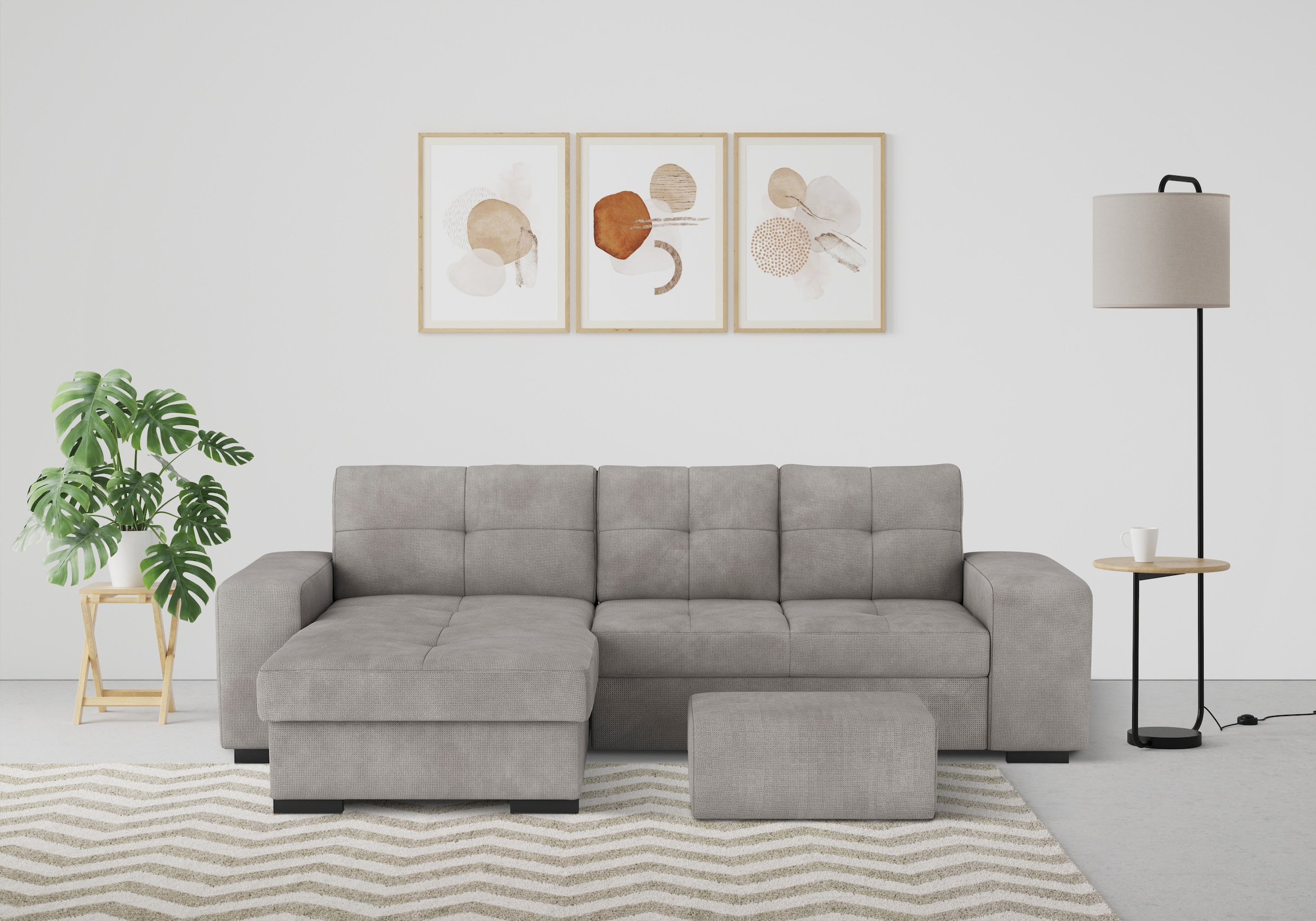 COTTA Ecksofa "Mattina L-Form", mit Hocker, wahlweise mit Bettfunktion & Be günstig online kaufen