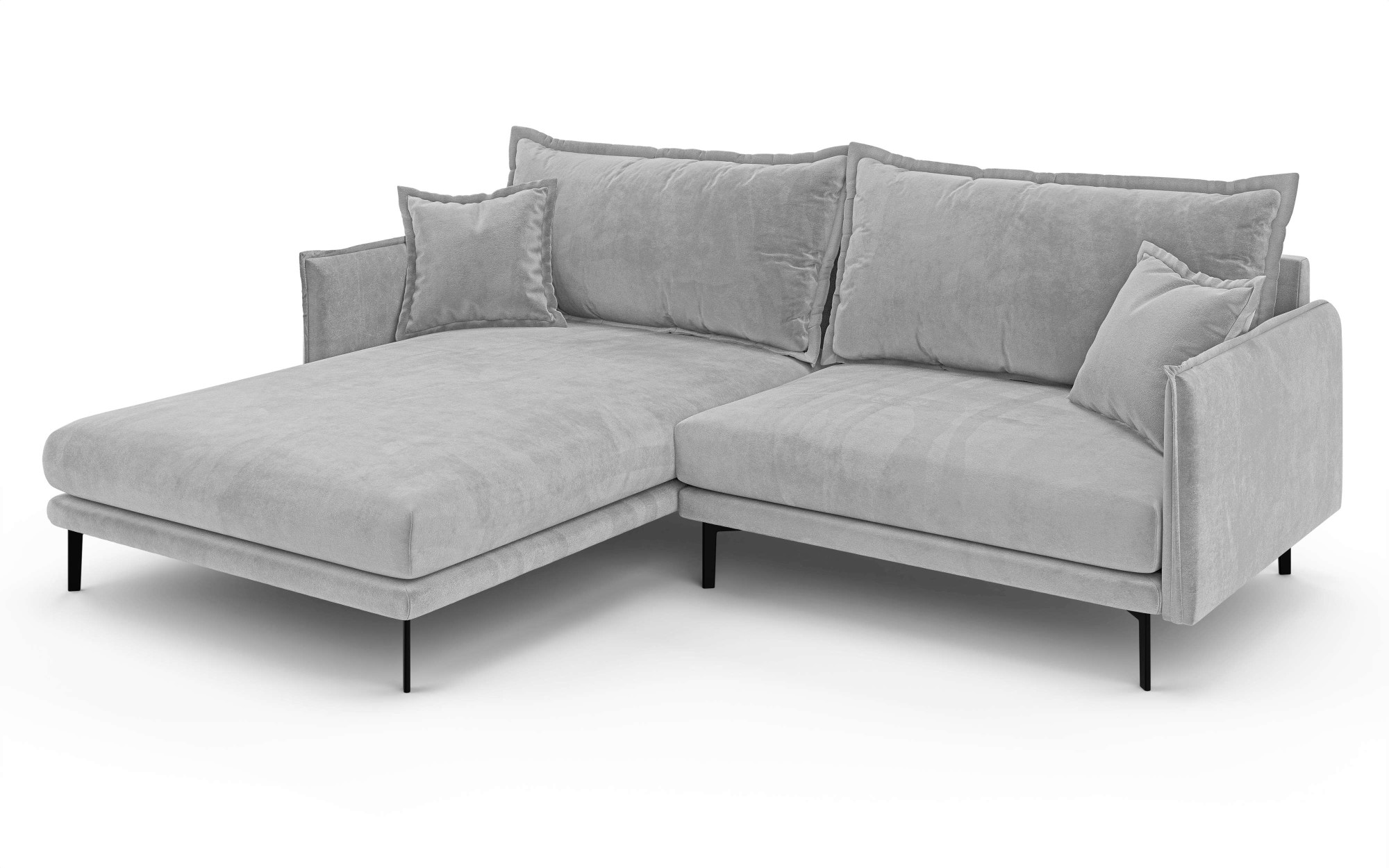INOSIGN Ecksofa »ALEXANDRIA mit Recamiere rechts oder links bestellbar, moderne Bezüge«, L-Form mit Wellenunterfederung, Maße: B/H/T 246/86/190 cm