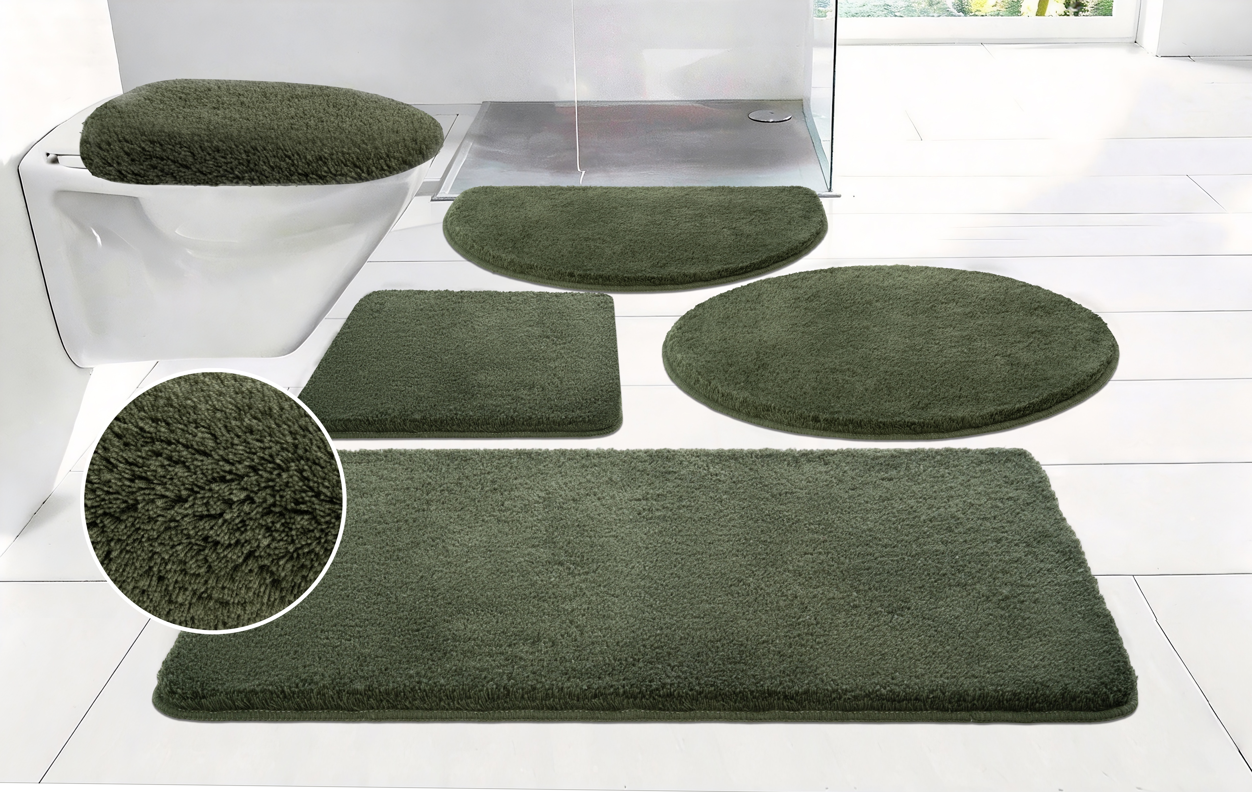OTTO home Badematte "Merida, Badvorleger, Badezimmer Teppich" Höhe 32 mm rutschhemmend beschichtet fußbodenheizungsgeeignet schnell trocknend strapazierfähig Badteppich, Uni Farben, rechteckig, rund & als 2-tlg. Set erhältlich