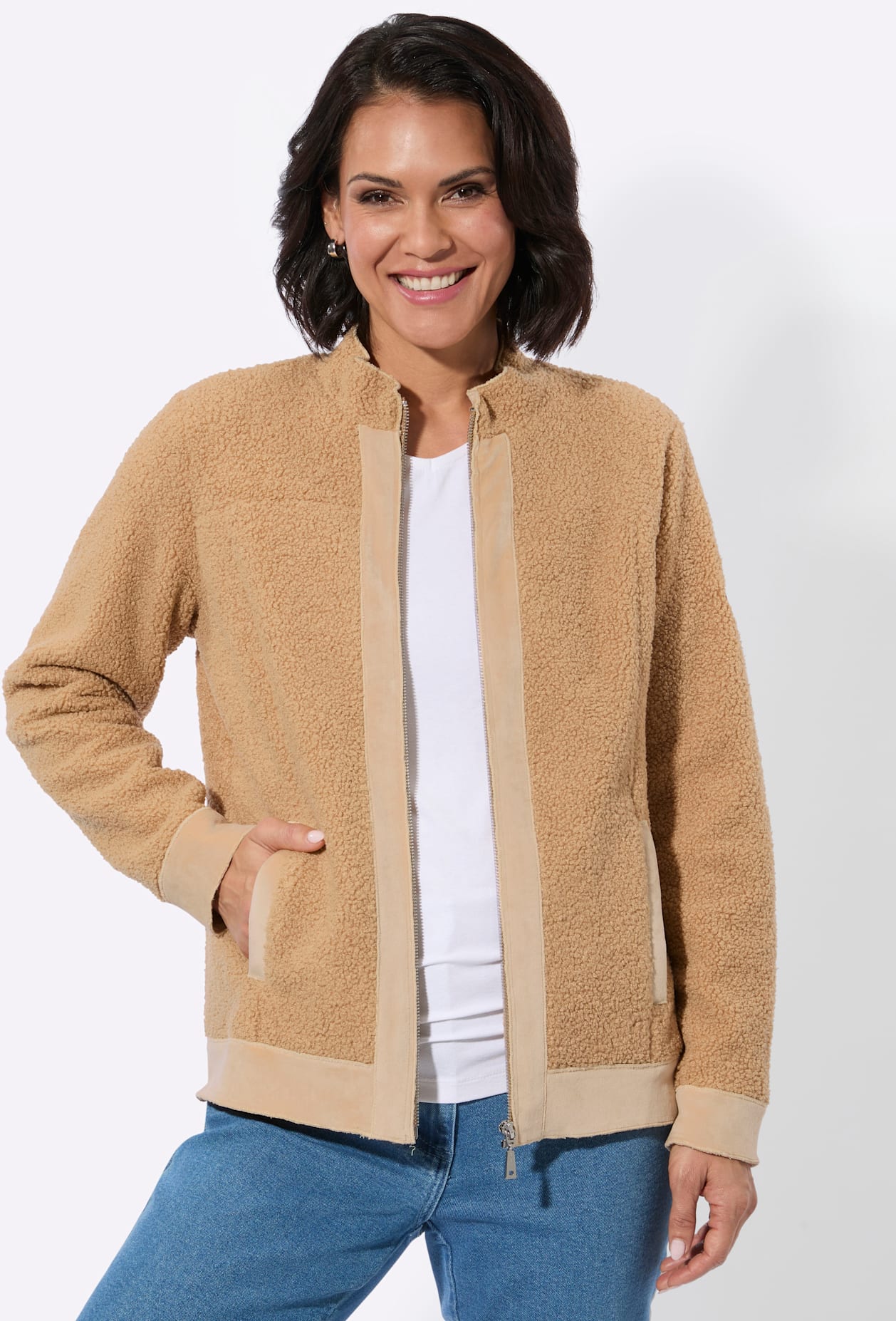 Casual Looks Bouclèjacke ohne Kapuze