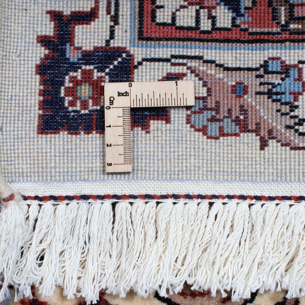 Wohnen Teppiche morgenland Wollteppich »Kaschmar Blumenmuster Beige 296 x 201 cm«, rechteckig, 1 mm Höhe, Unikat mit Zertifikat 