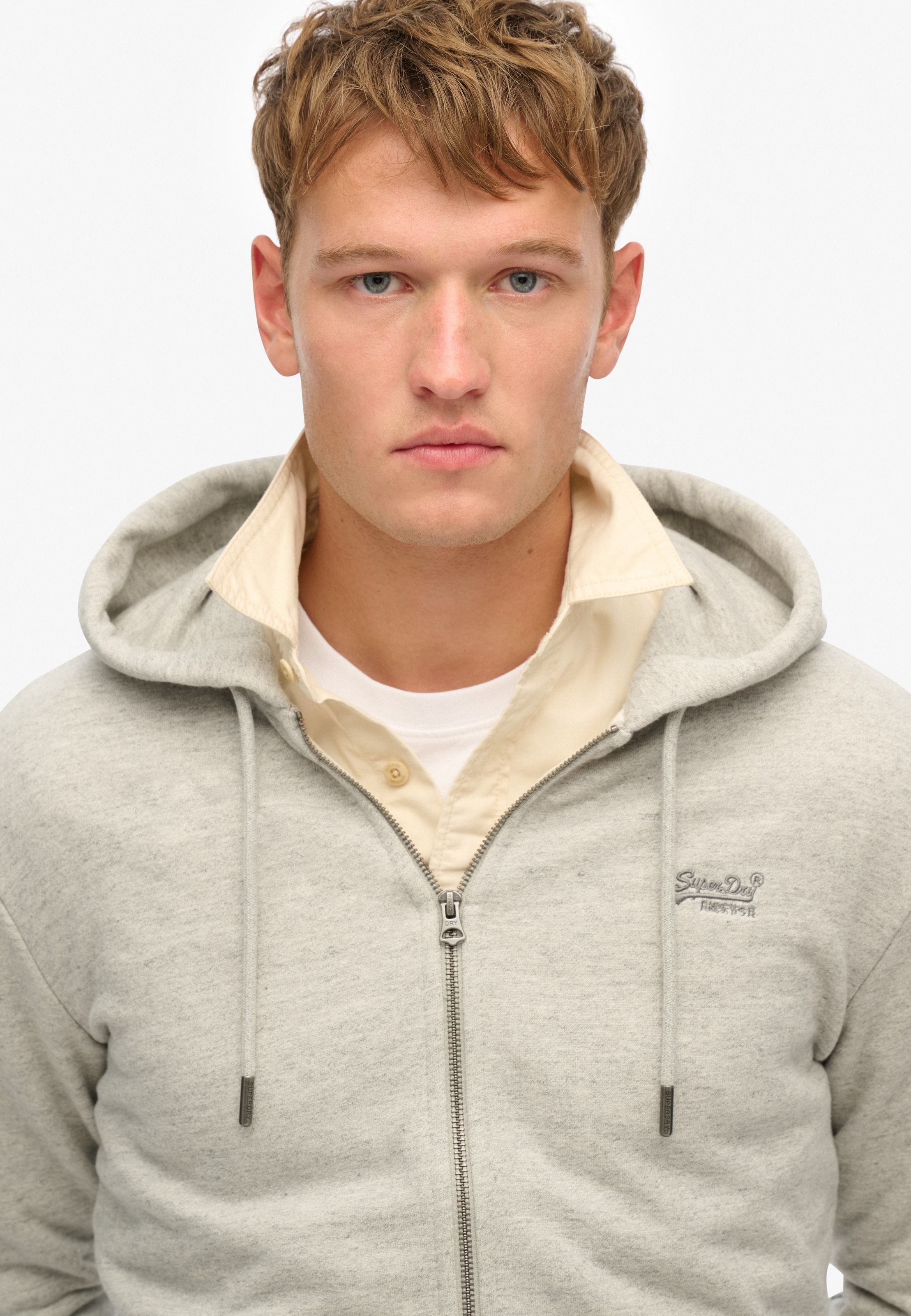 Superdry Essential Logo Varsity Zip Hoodie Grey Grindle Size S 4